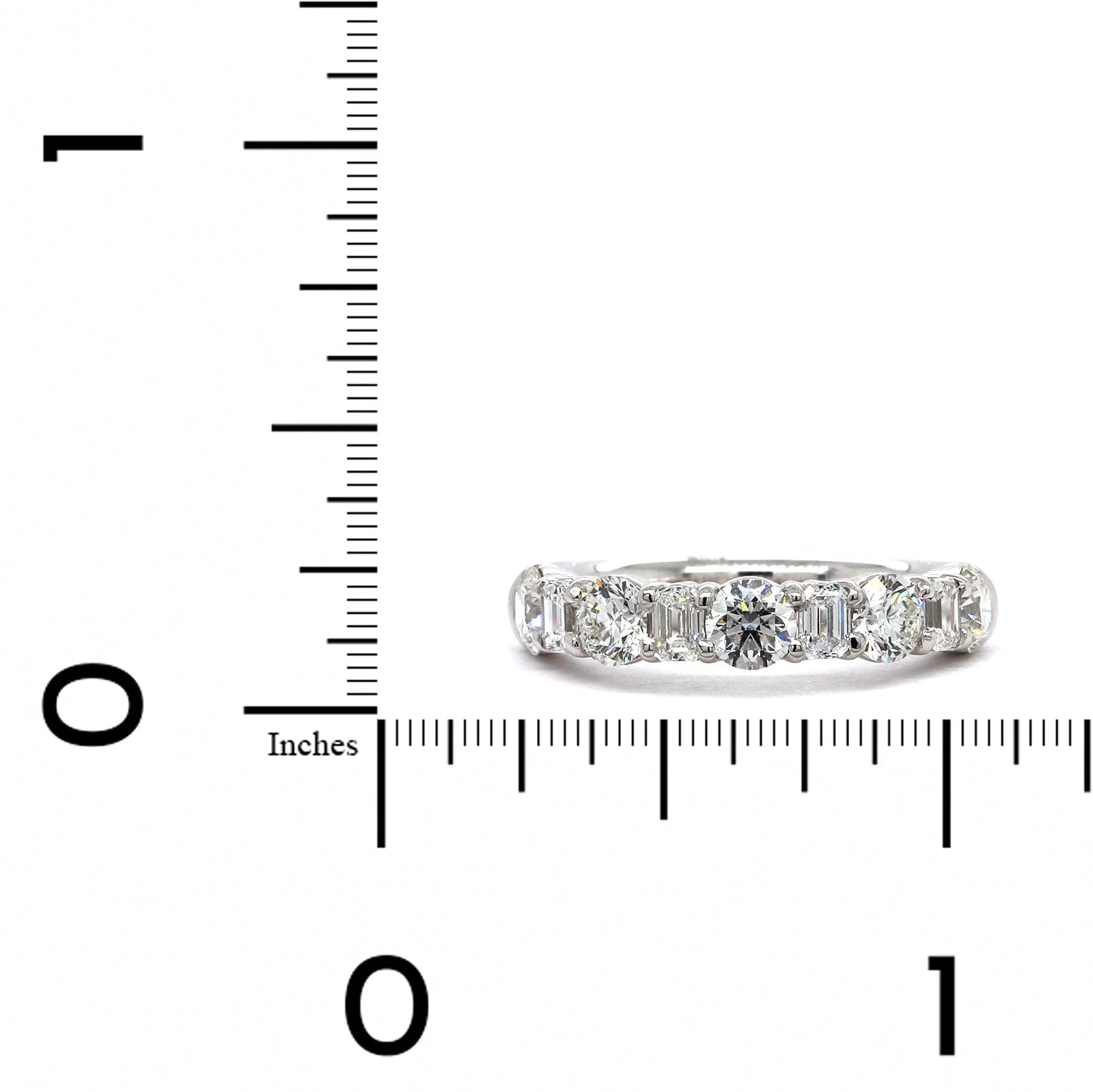 Platinum Emerald and Round Cut Diamond Band - Image 3