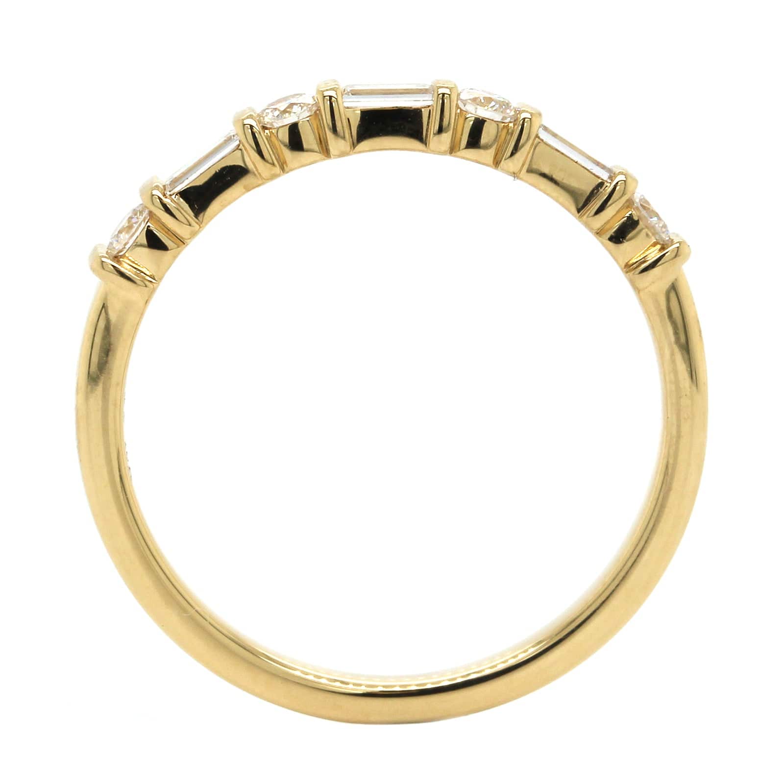 18K Yellow Gold Round and Baguette Diamond Band - Image 3