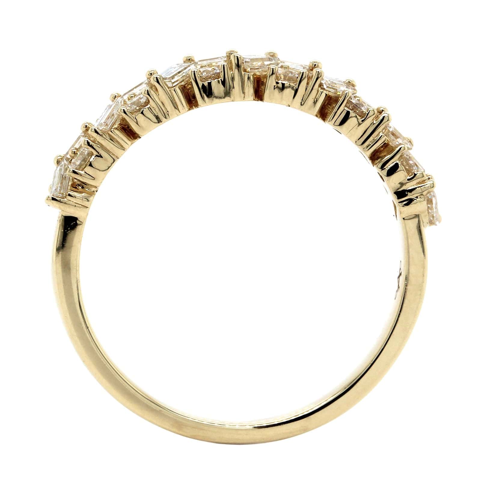 14K Yellow Gold Baguette and Round Diamond Band - Image 3