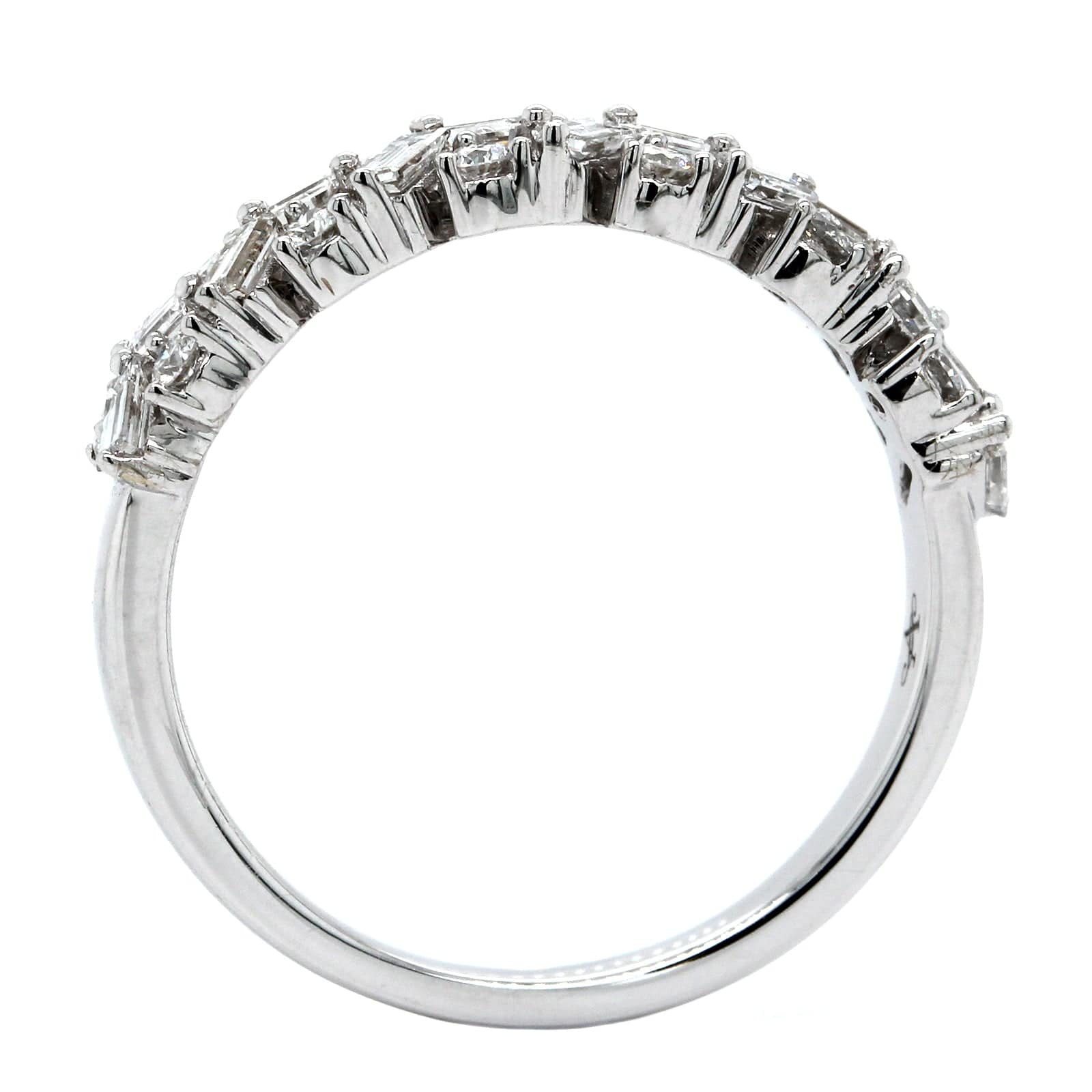 14K White Gold Baguette and Round Diamond Band - Image 3