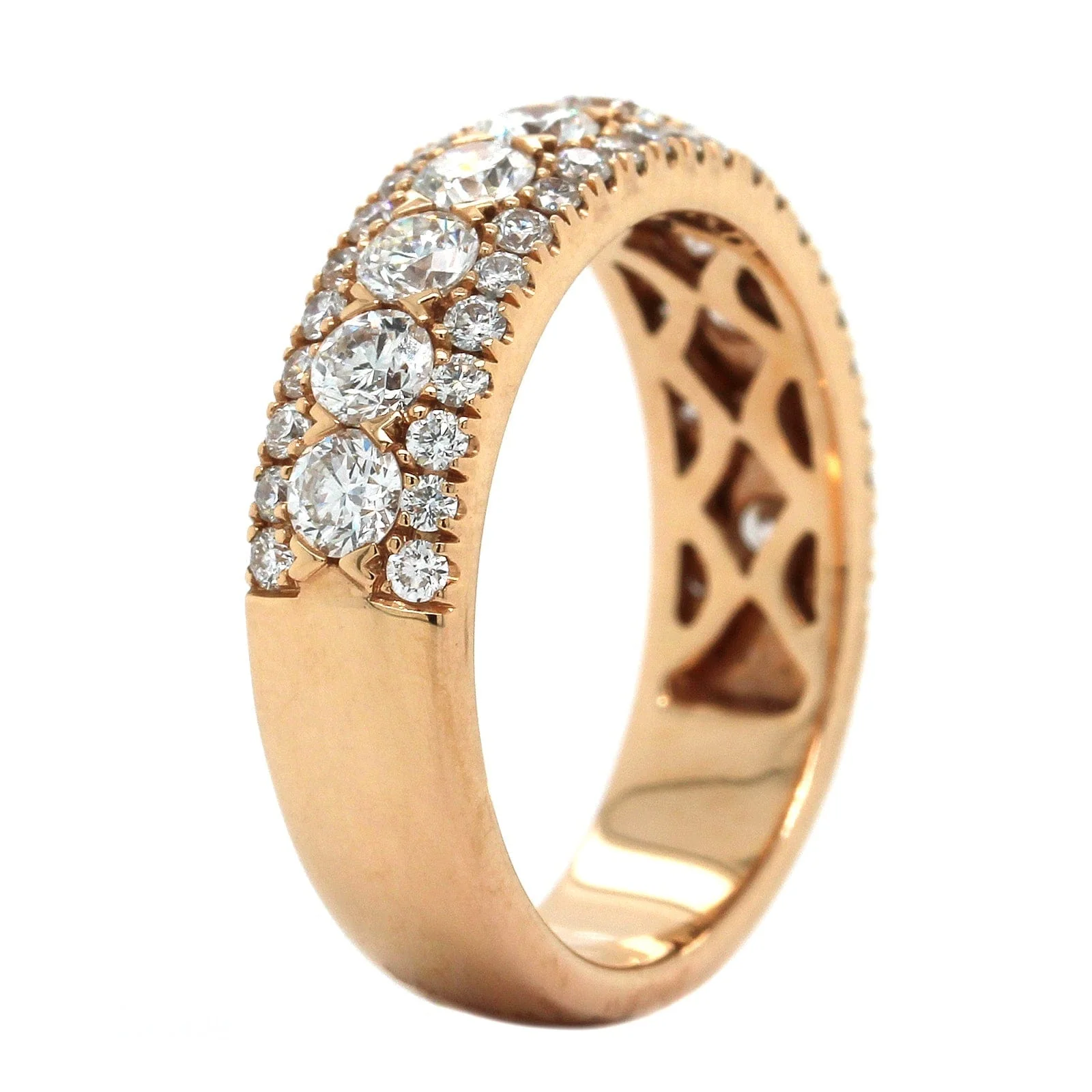 18K Rose Gold 3 Row Diamond Band - Image 2