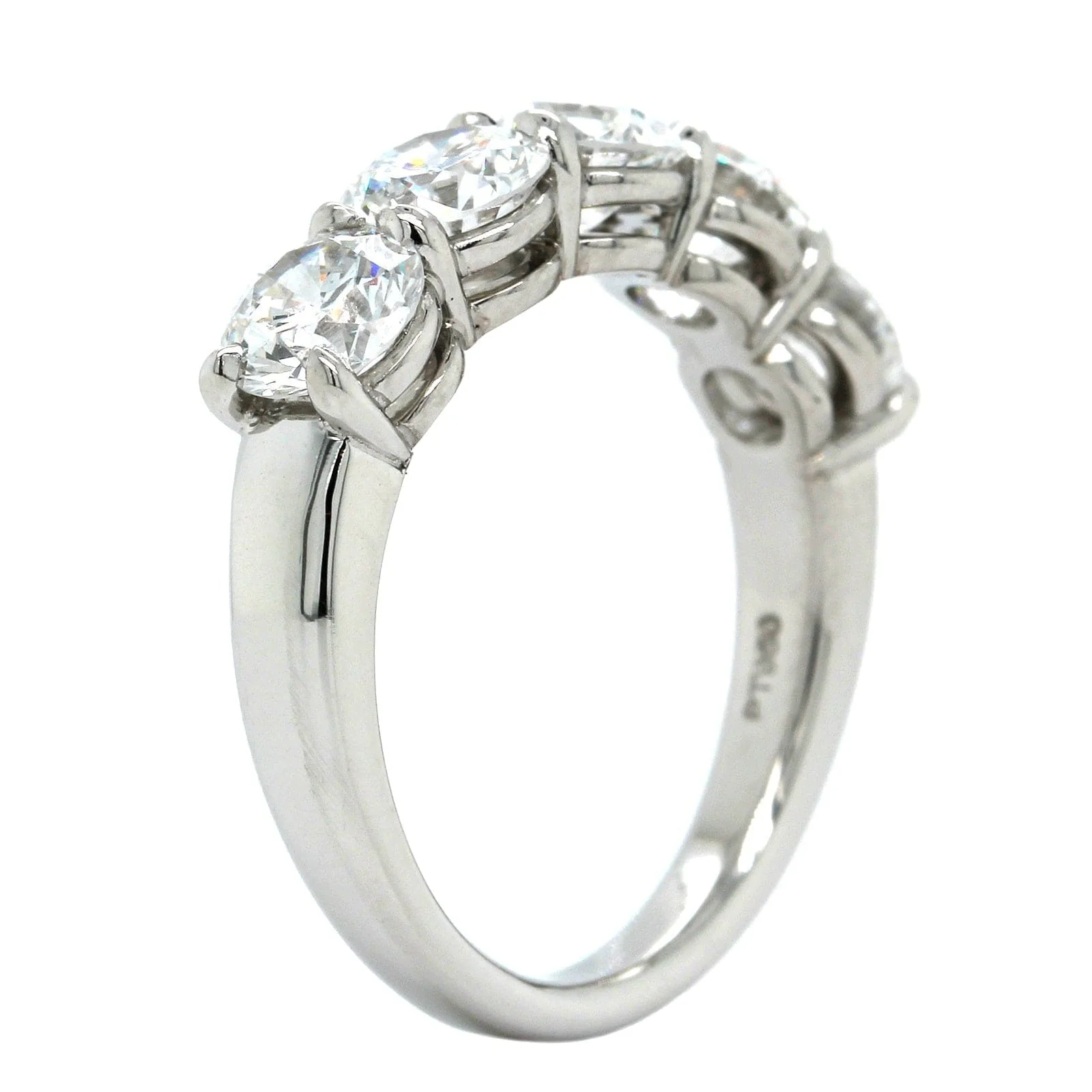 Platinum 5 Stone Shared Prong Diamond Band - Image 2