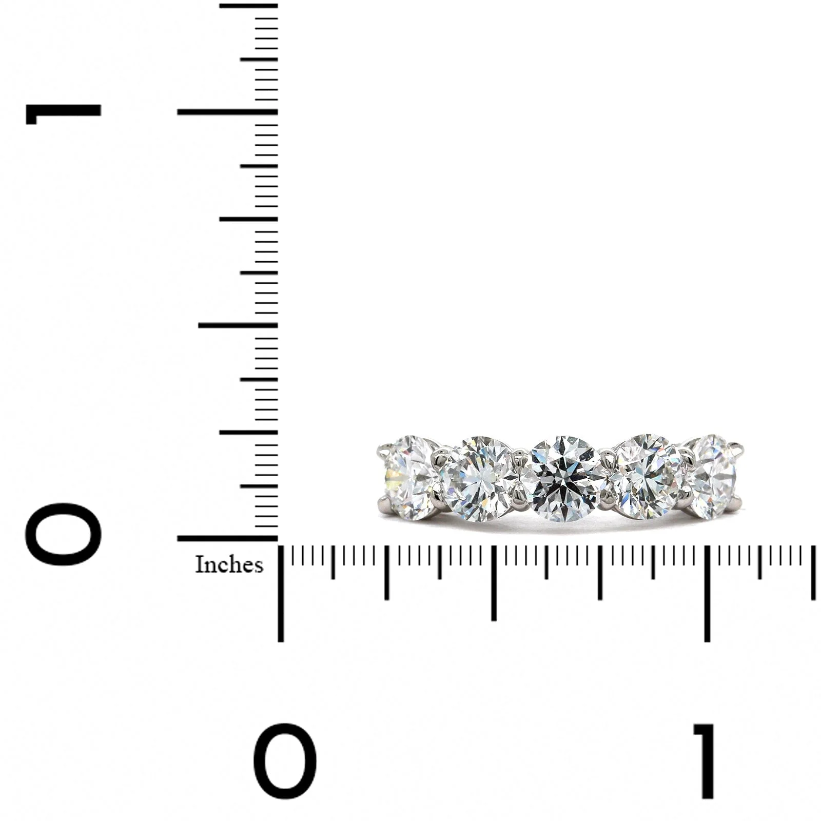 Platinum 5 Stone Shared Prong Diamond Band - Image 3