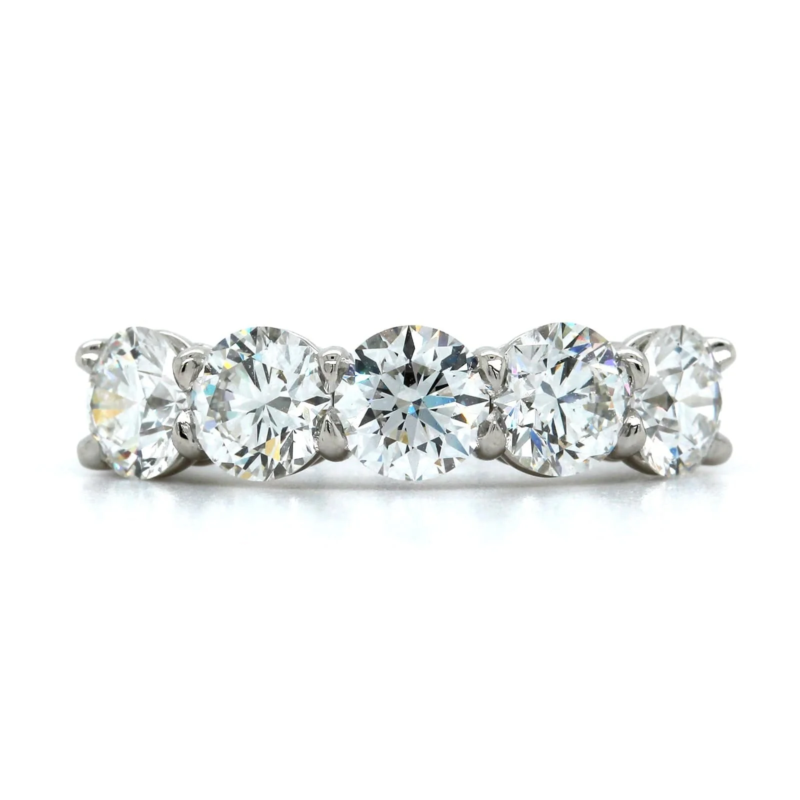 Platinum 5 Stone Shared Prong Diamond Band - Image 4
