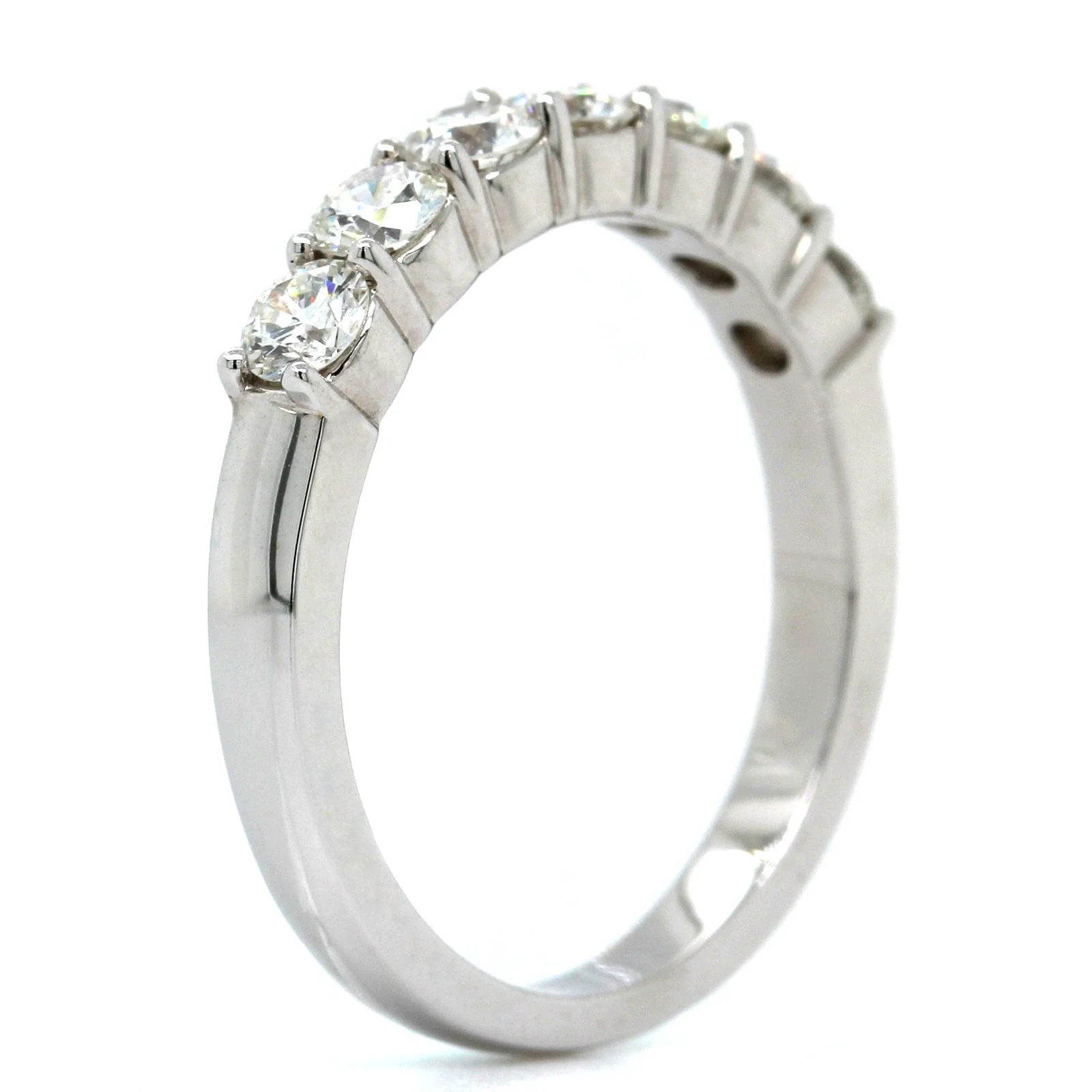 18K White Gold 7 Stone Shared Prong Diamond Band - Image 2