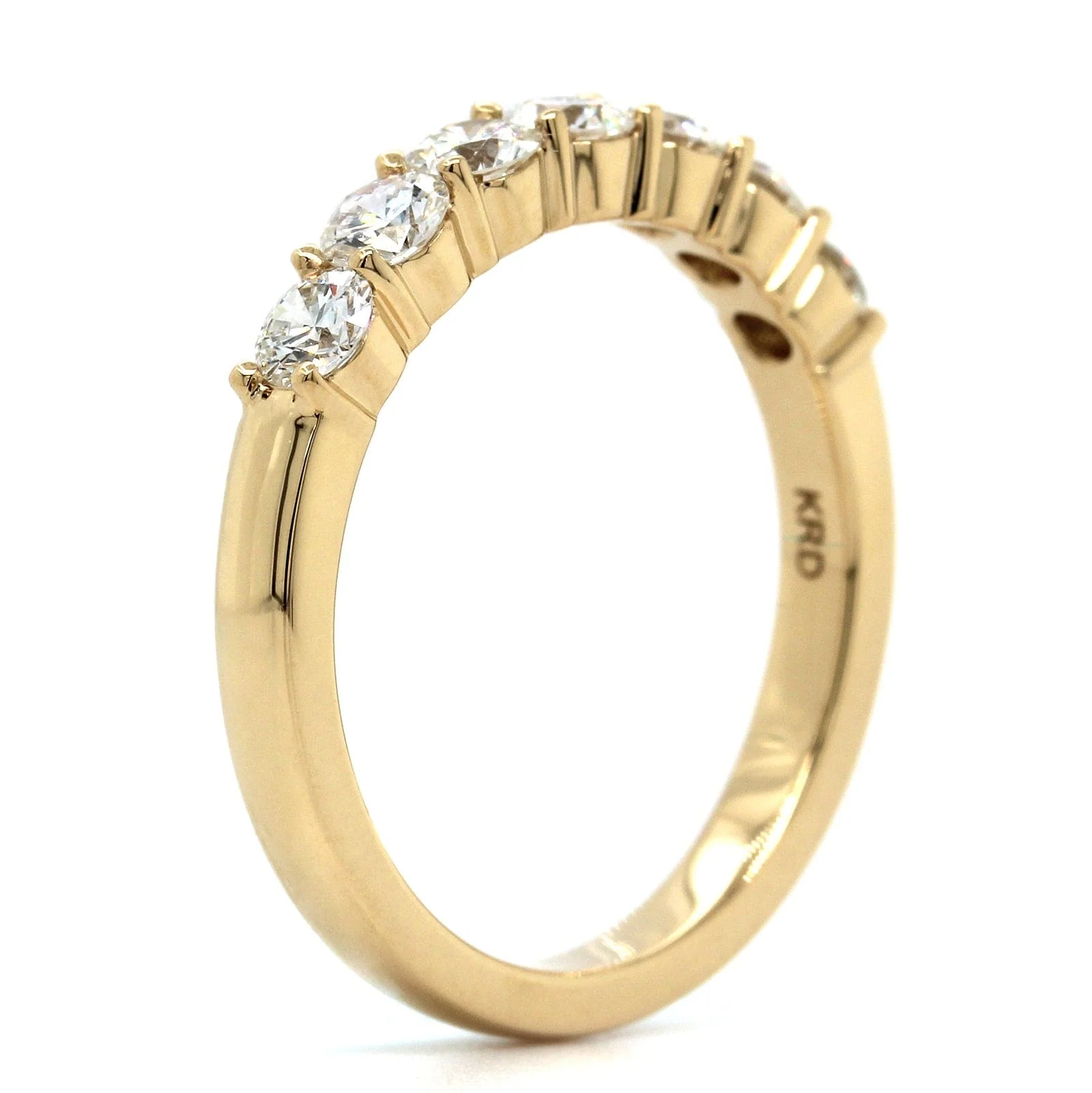18K Yellow Gold 7 Stone Shared Prong Diamond Band - Image 2