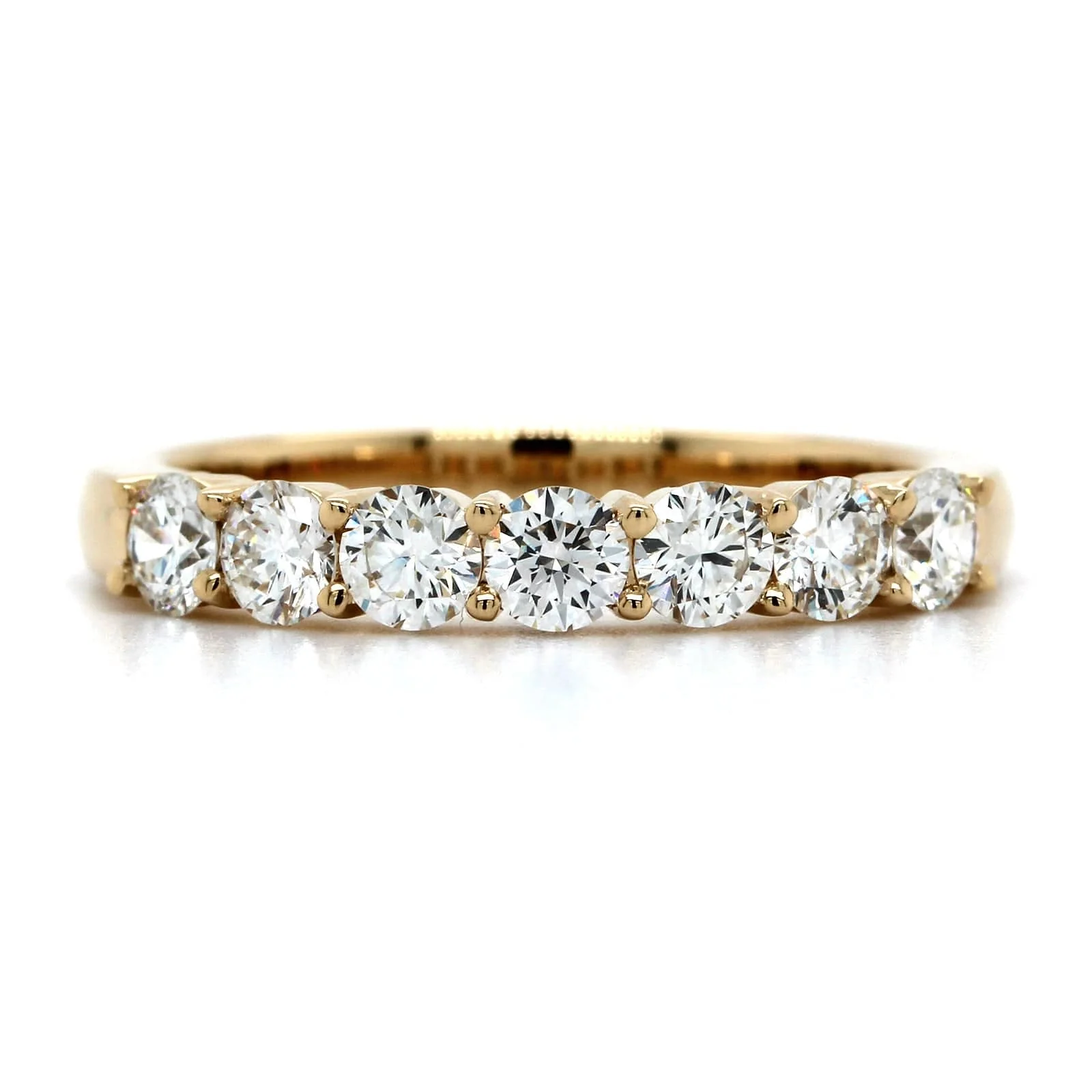 18K Yellow Gold 7 Stone Shared Prong Diamond Band - Image 4