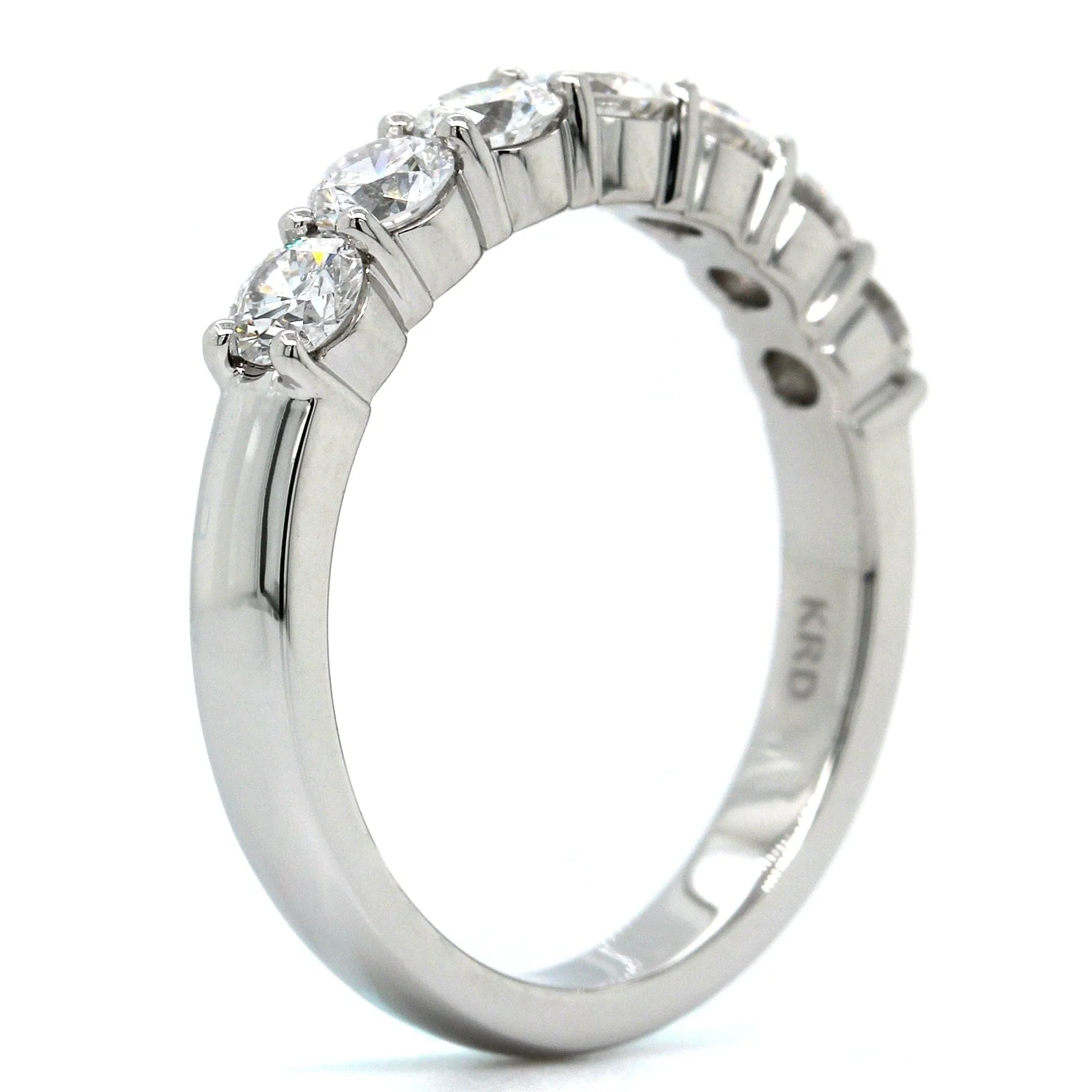 Platinum 7 Stone Shared Prong Diamond Band - Image 2