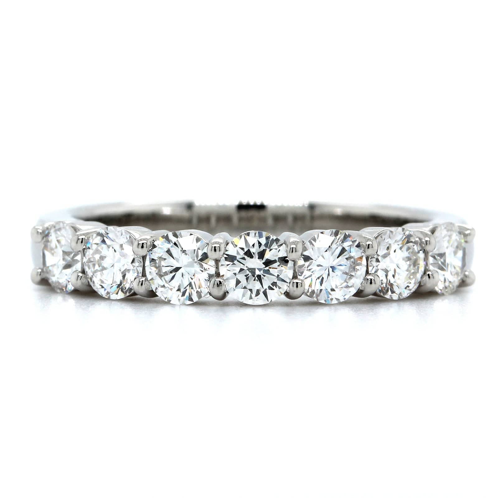 Platinum 7 Stone Shared Prong Diamond Band - Image 4