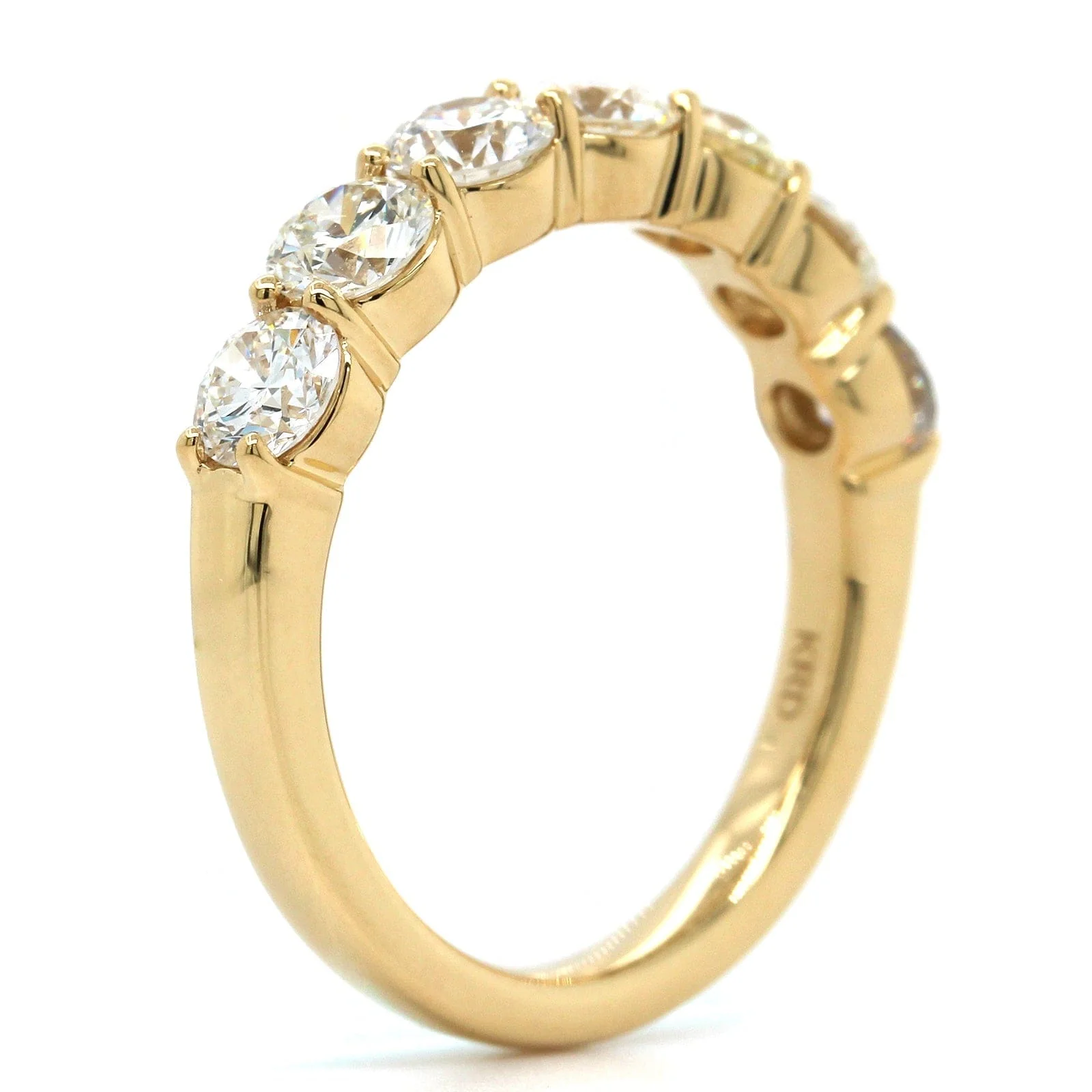 18K Yellow Gold 7 Stone Shared Prong Diamond Band - Image 2