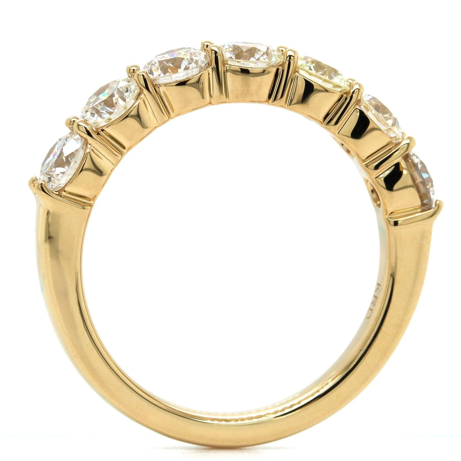 18K Yellow Gold 7 Stone Shared Prong Diamond Band - Image 3