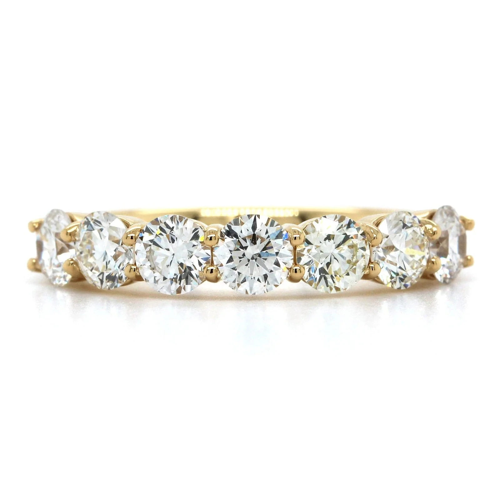 18K Yellow Gold 7 Stone Shared Prong Diamond Band - Image 4