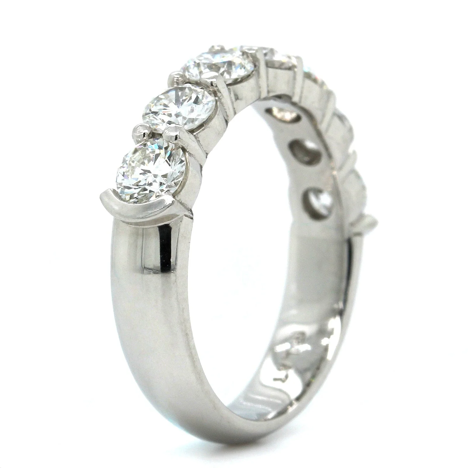 Platinum Shared Prong 7 Stone Diamond Band - Image 2