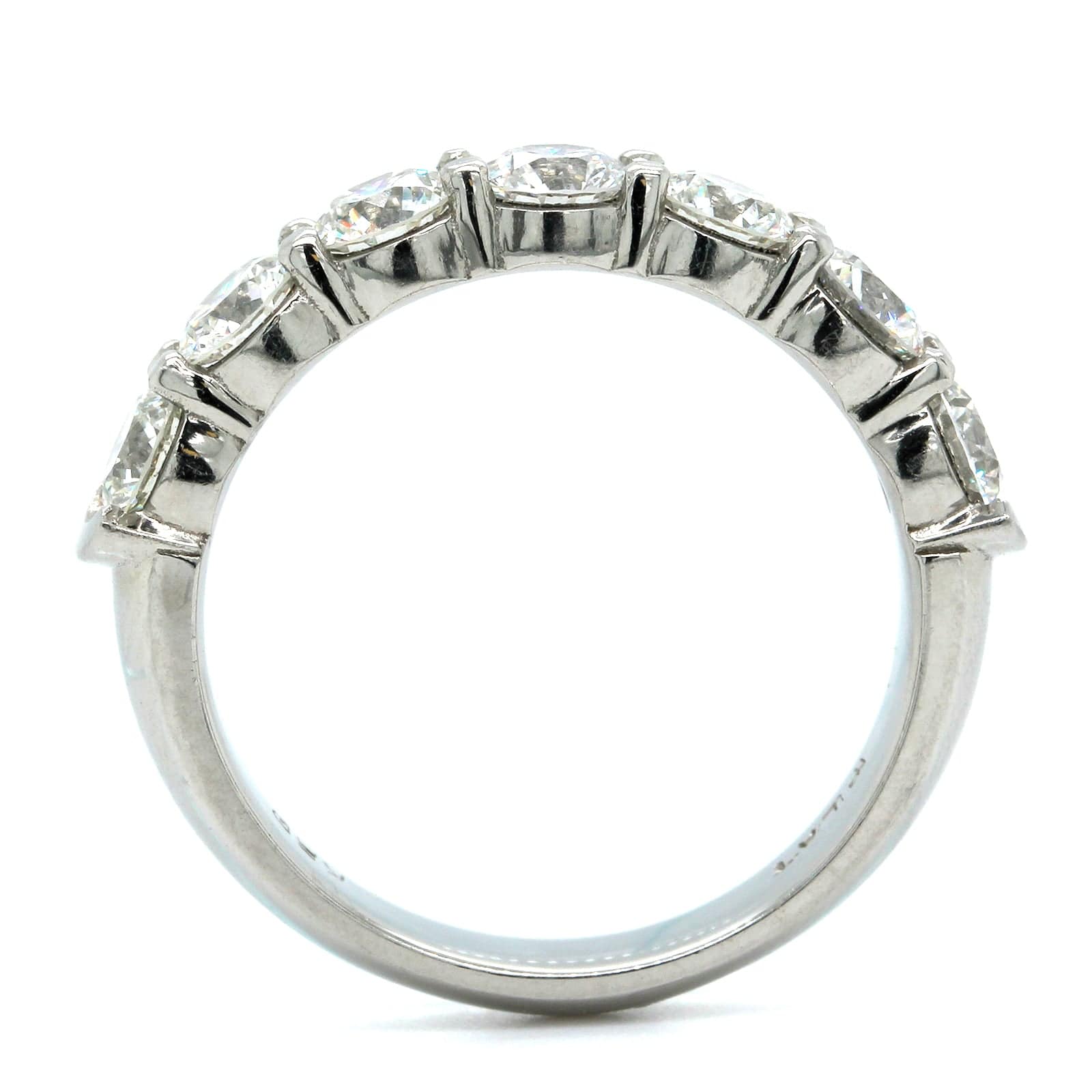 Platinum Shared Prong 7 Stone Diamond Band - Image 3