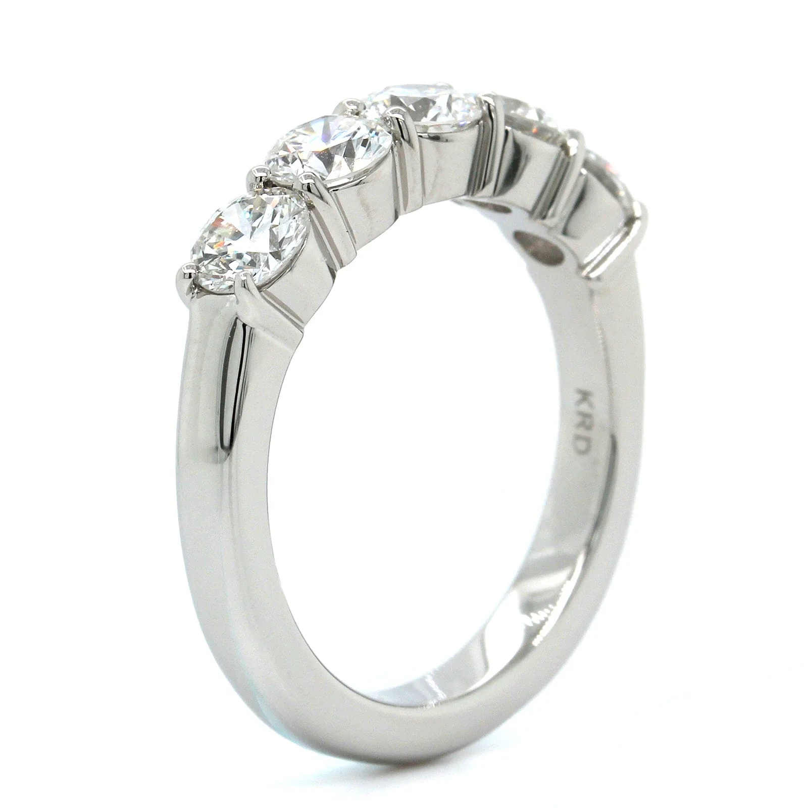 Platinum Shared Prong 5 Stone Diamond Band - Image 2