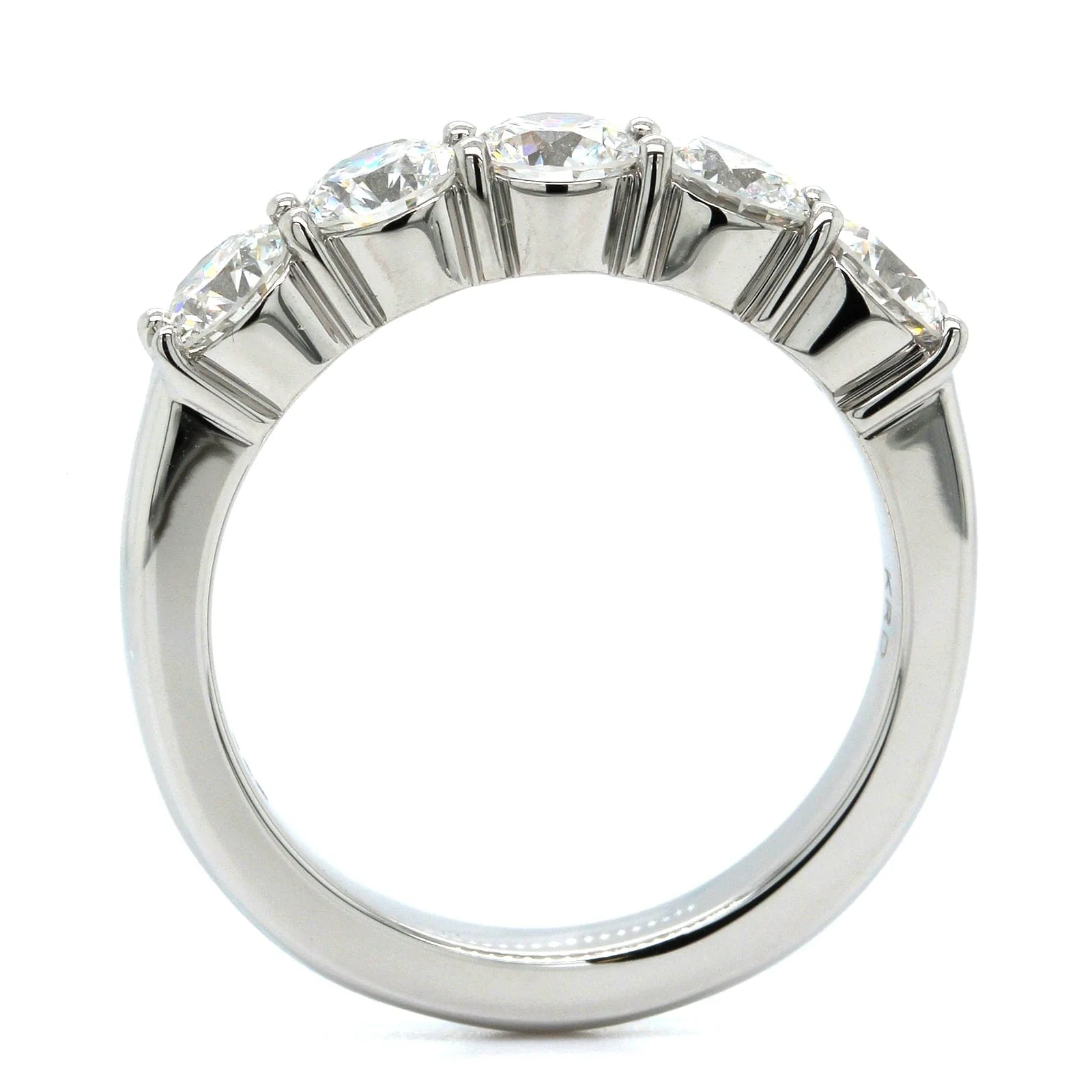 Platinum Shared Prong 5 Stone Diamond Band - Image 3
