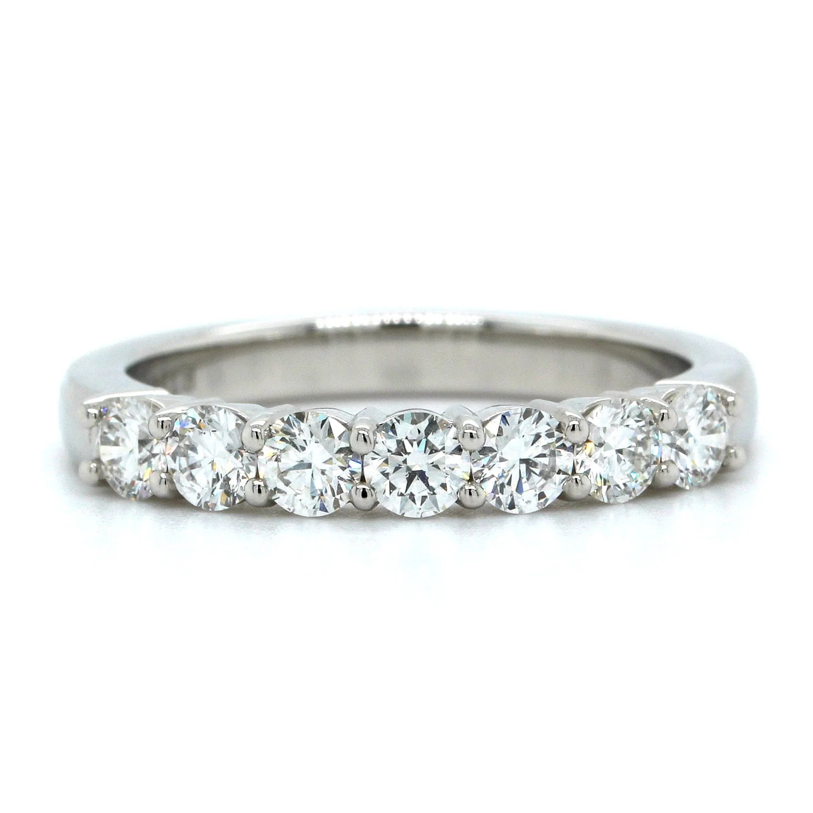 Platinum Shared Prong 7 Stone Diamond Band - Image 4