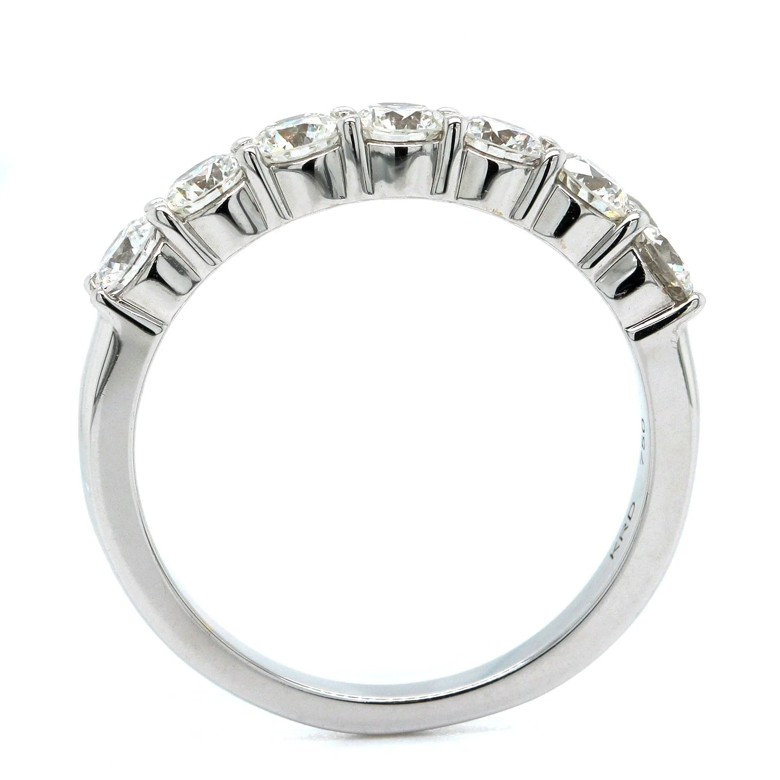 18K White Gold 7 Stone Shared Prong Diamond Band - Image 3