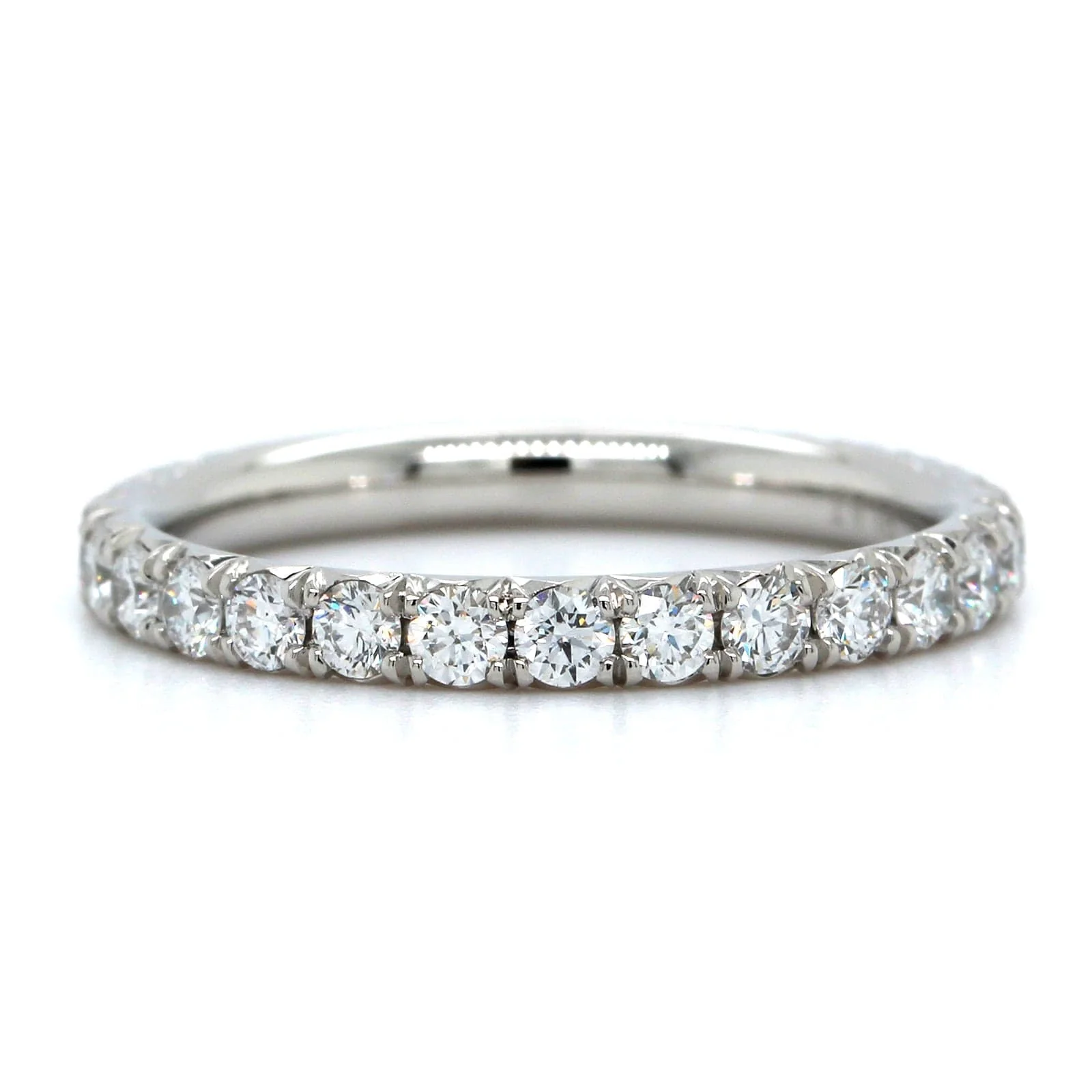 Platinum Shared Prong Halfway Diamond Band - Image 4