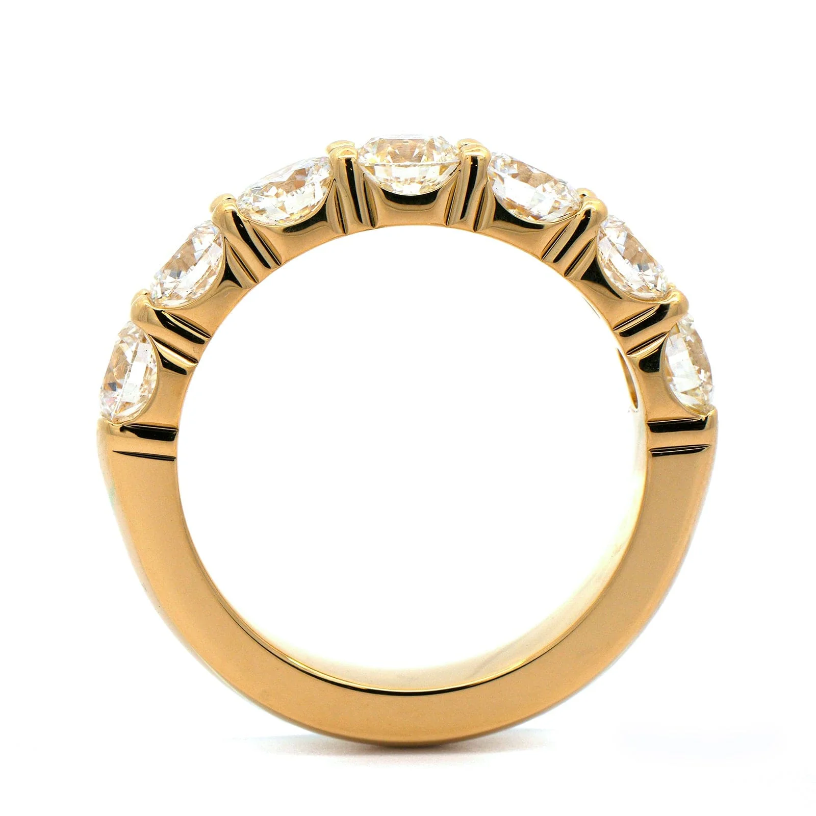 18K Yellow Gold Shared Prong Round Diamond Band - Image 3