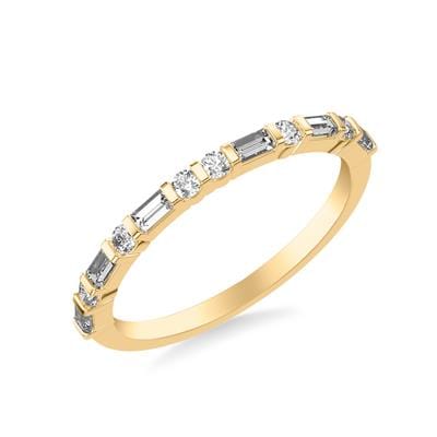 18K Yellow Gold Round and Baguette Diamond Band - Image 2