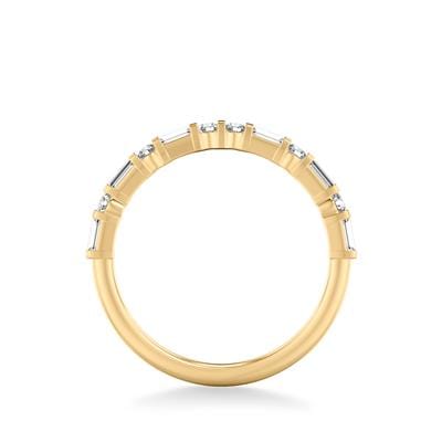 18K Yellow Gold Round and Baguette Diamond Band - Image 3