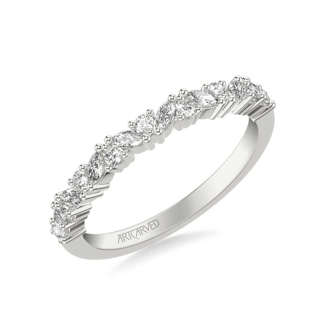 Platinum Round and Marquise Shaped Diamond Band - Image 3