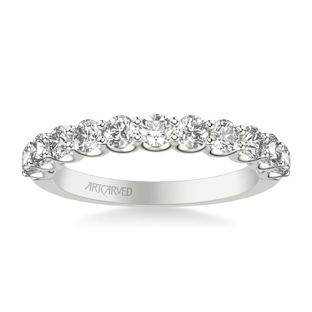 Platinum Shared Prong Round Diamond Band