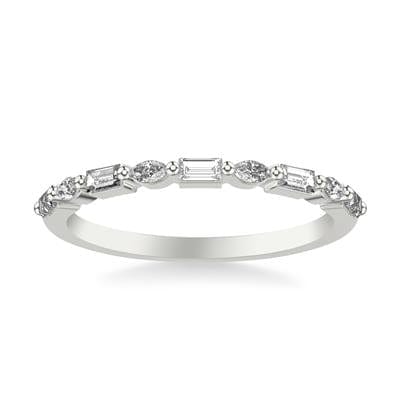 Platinum Baguette and Marquise Diamond Band