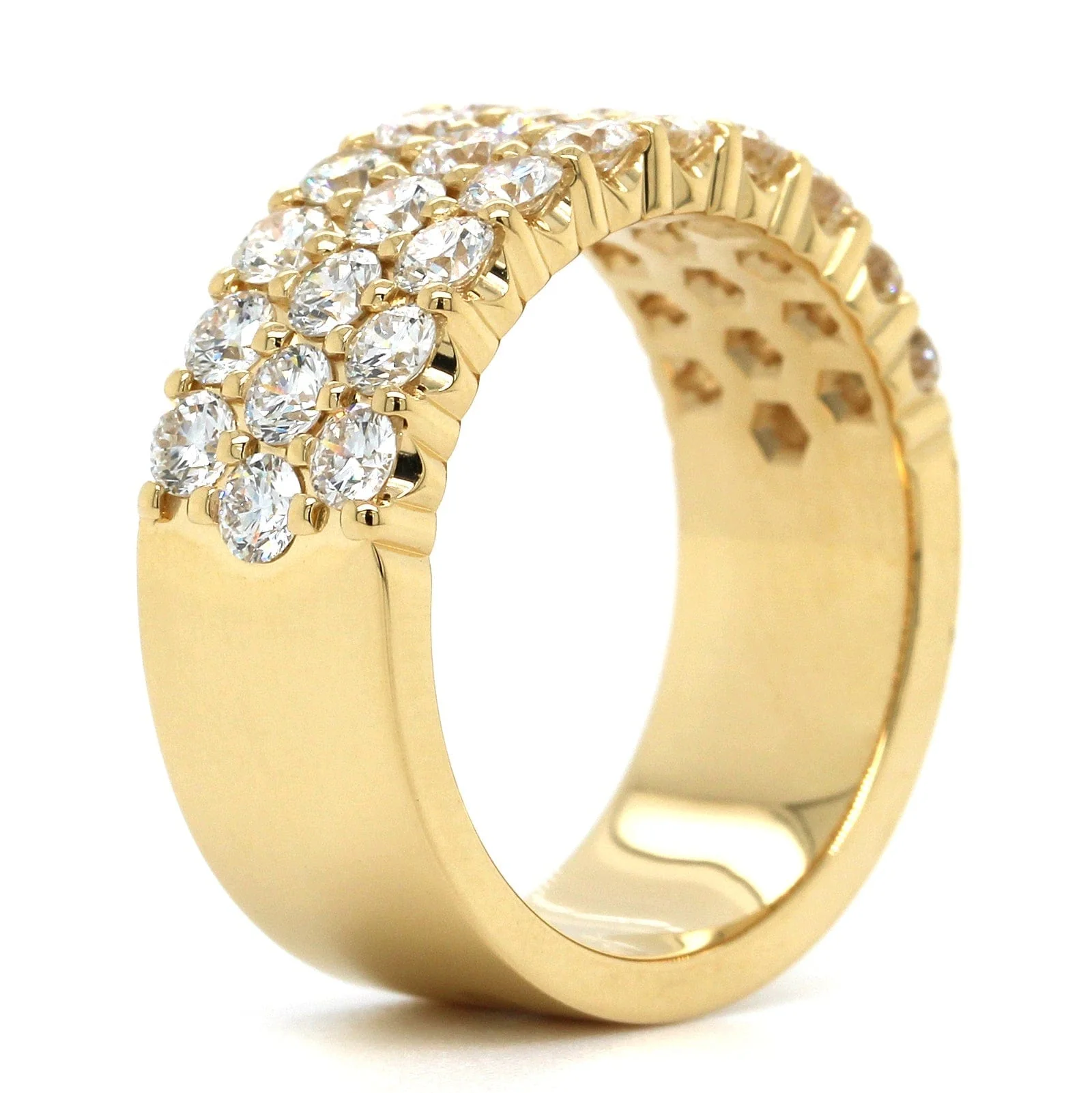 18K Yellow Gold 3 Row Diamond Band - Image 2