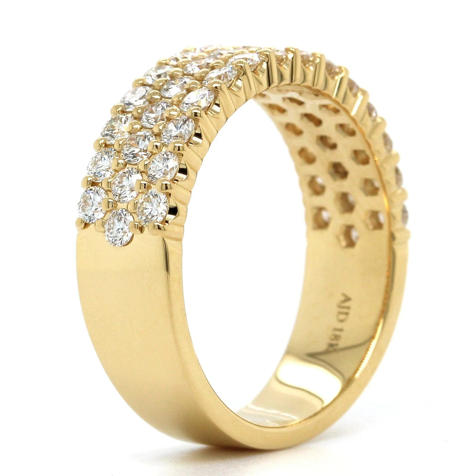 18K Yellow Gold 3 Row Diamond Band - Image 2