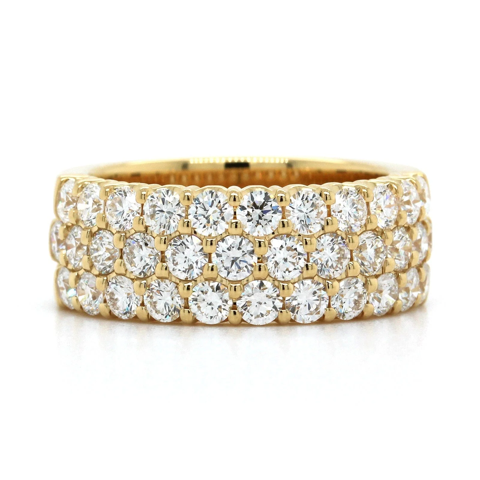 18K Yellow Gold 3 Row Diamond Band - Image 4