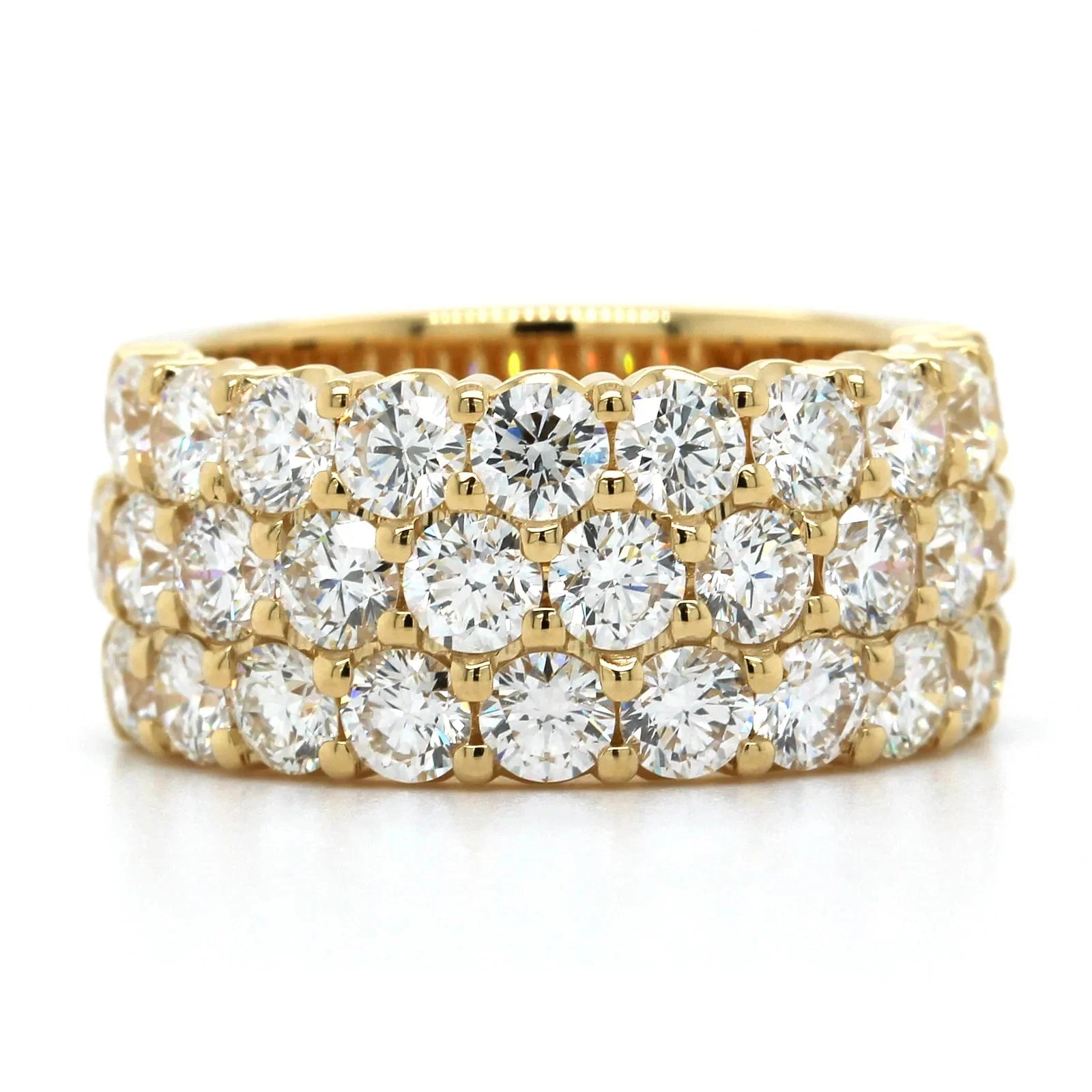 18K Yellow Gold 3 Row Diamond Band