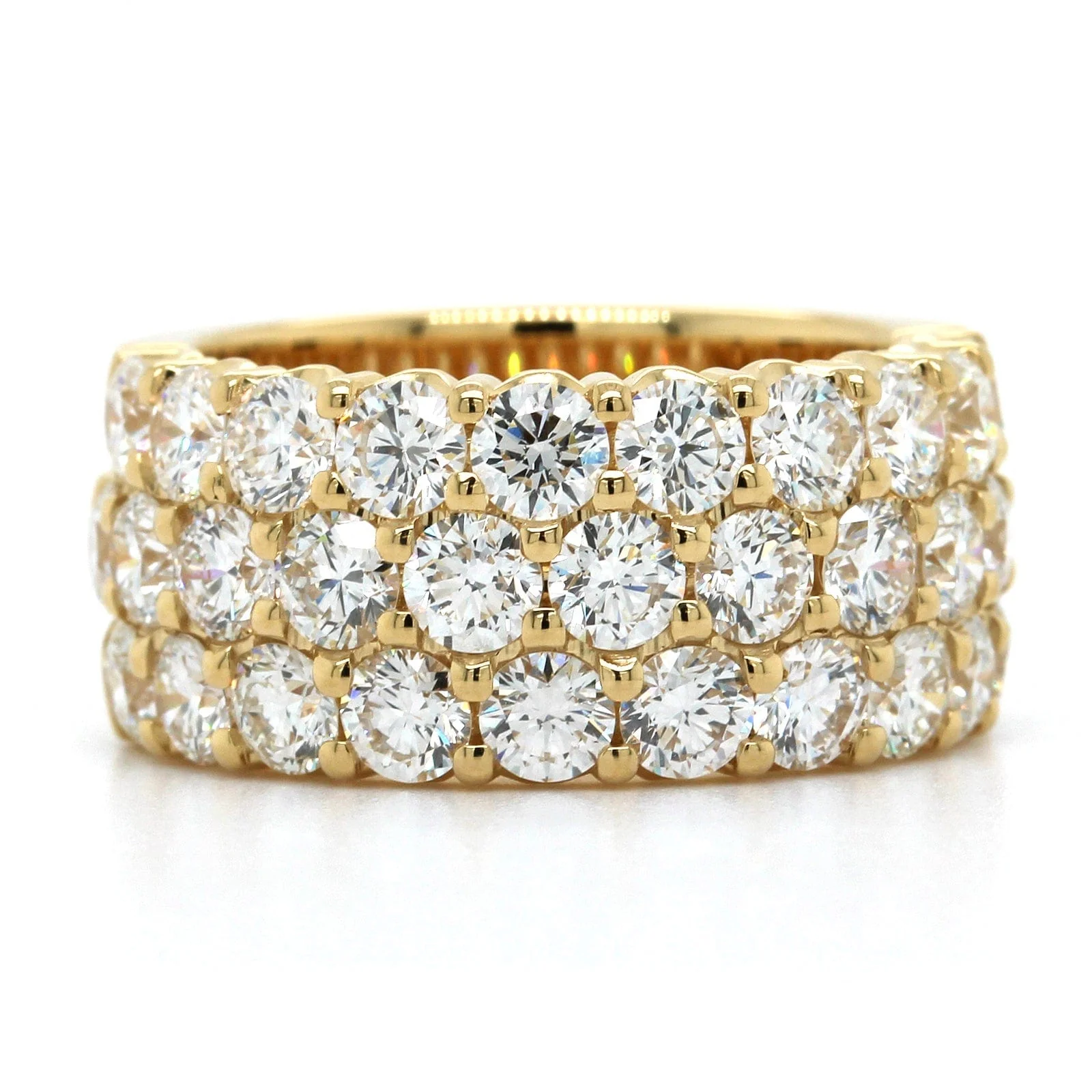 18K Yellow Gold 3 Row Diamond Band - Image 4