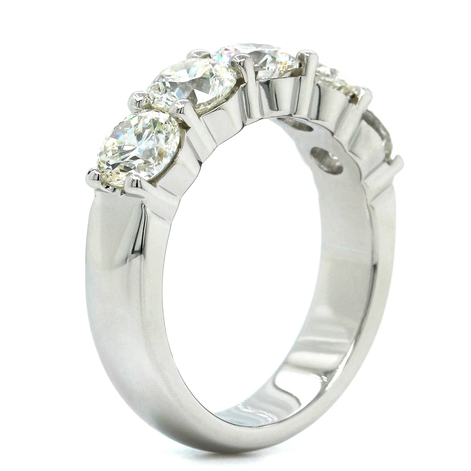 Platinum 5 Stone Shared Prong Diamond Band - Image 2