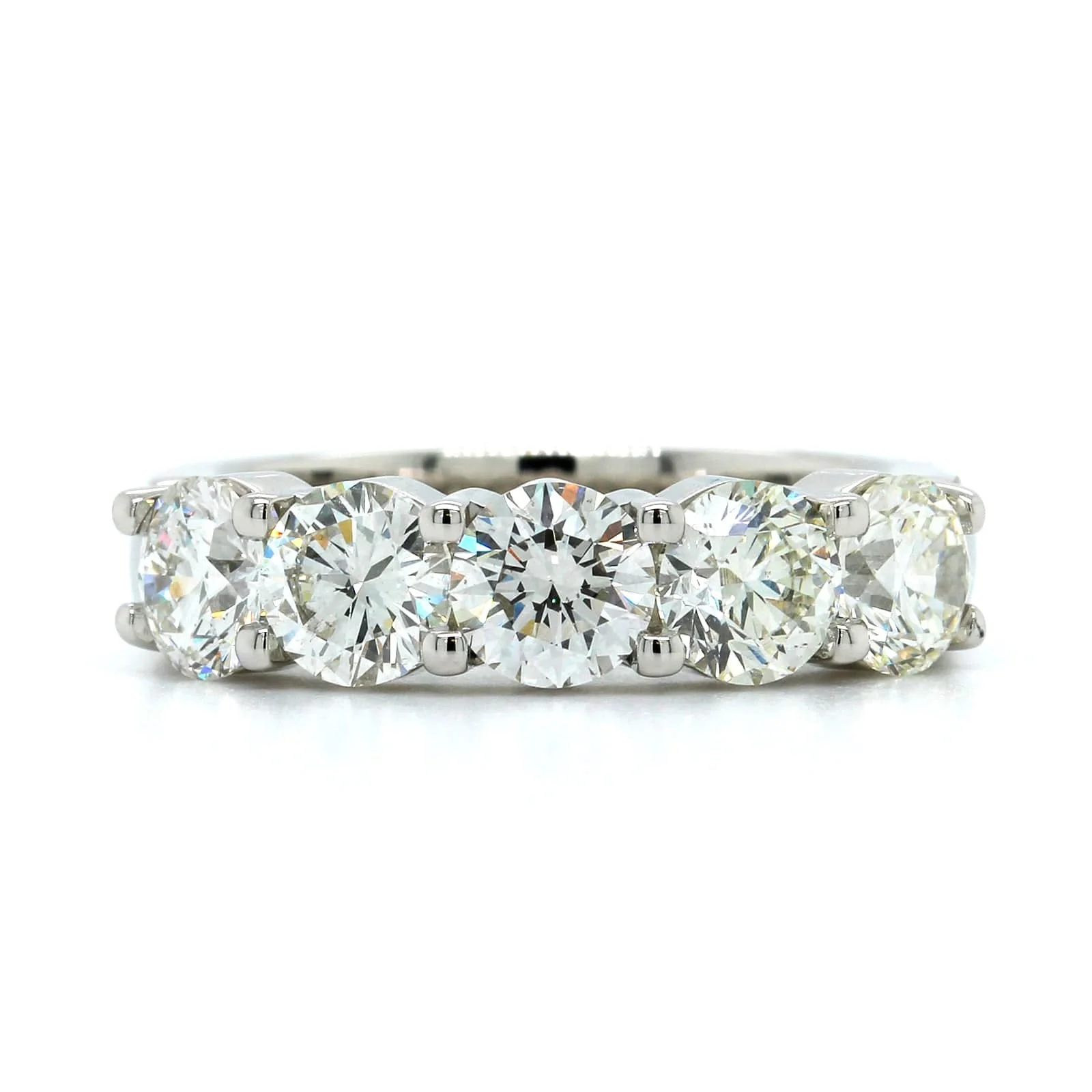 Platinum 5 Stone Shared Prong Diamond Band - Image 5