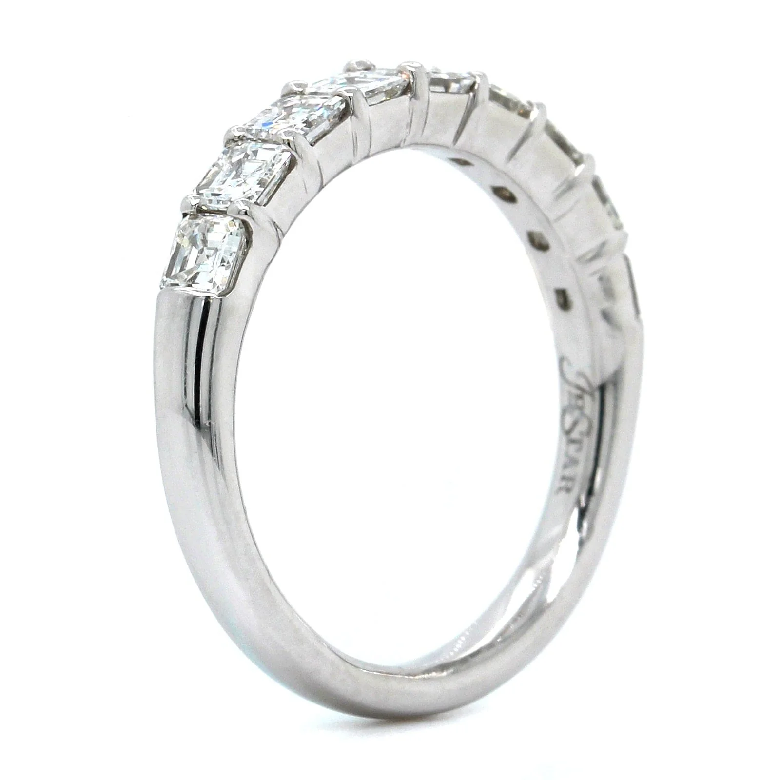 Platinum Square Emerald Cut Diamond Band - Image 2