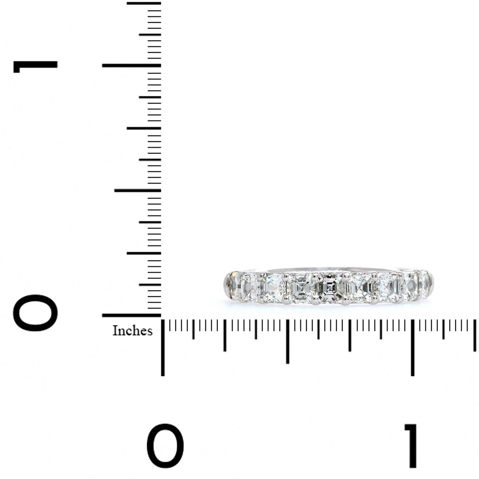 Platinum Square Emerald Cut Diamond Band - Image 4