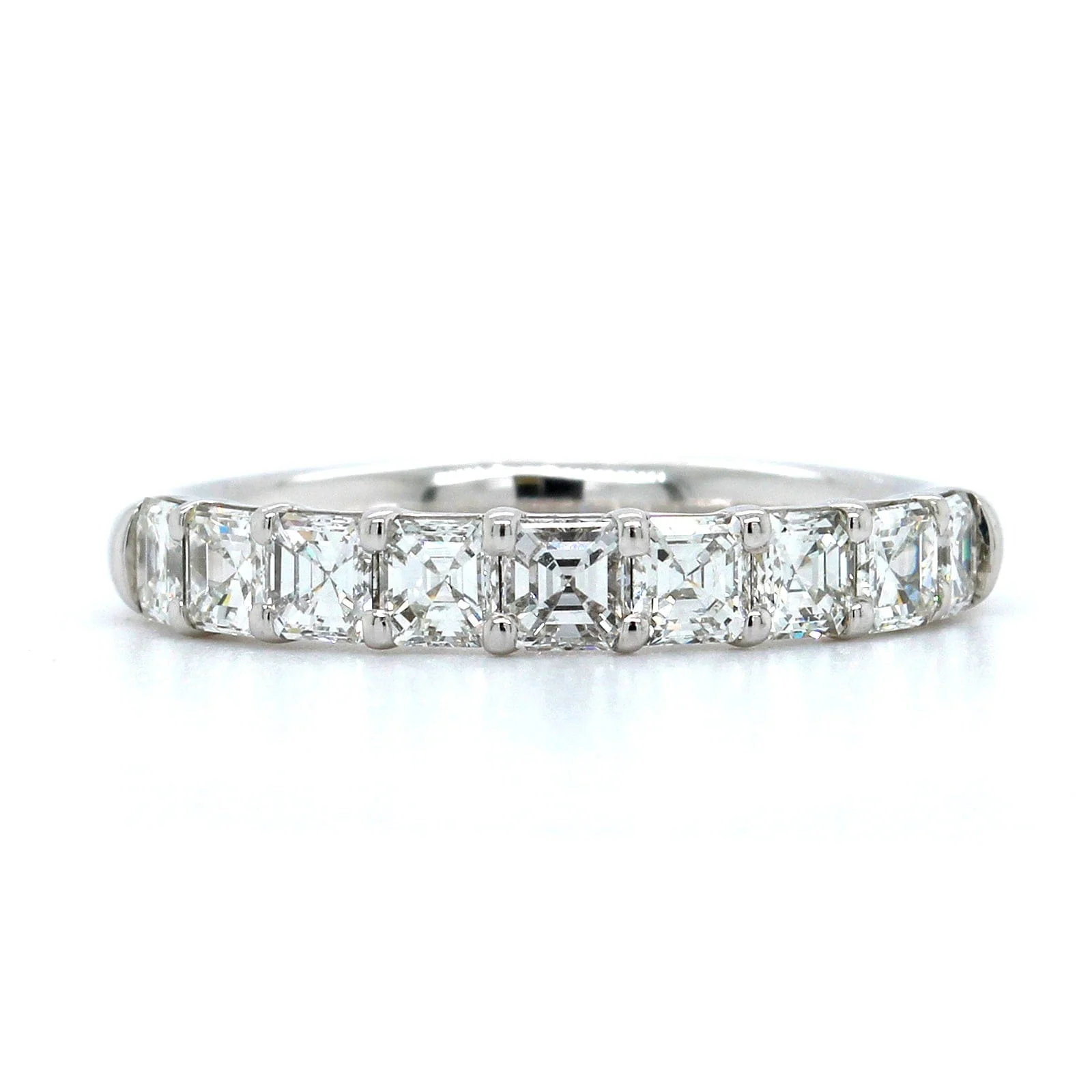 Platinum Square Emerald Cut Diamond Band - Image 5
