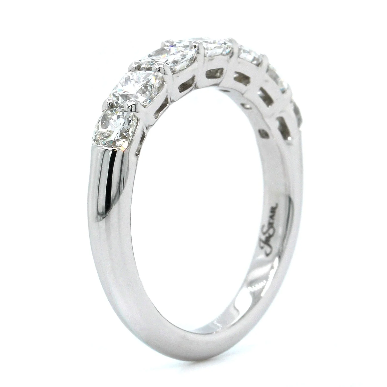 Platinum Cushion Cut Diamond 7 Stone Band - Image 2