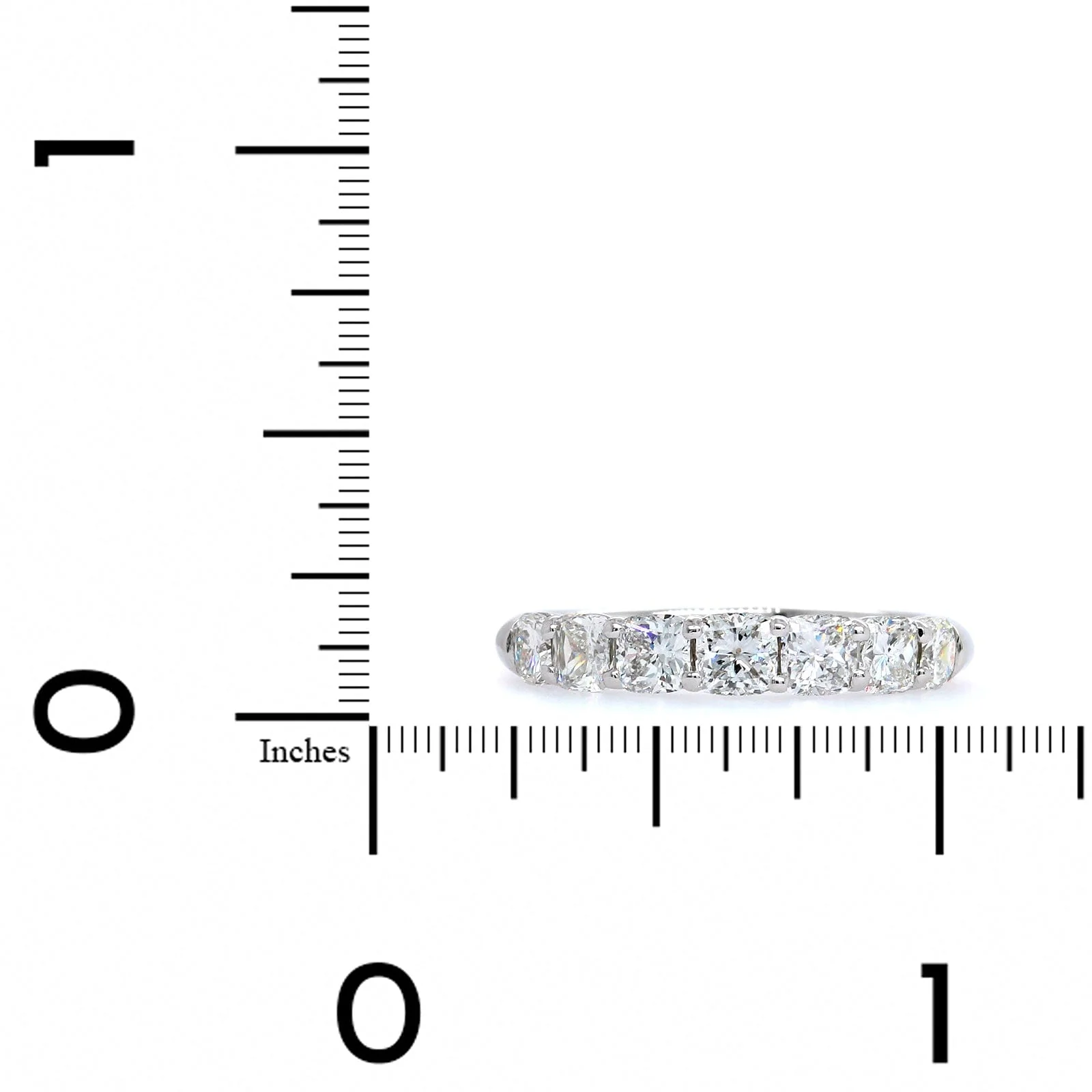 Platinum Cushion Cut Diamond 7 Stone Band - Image 4