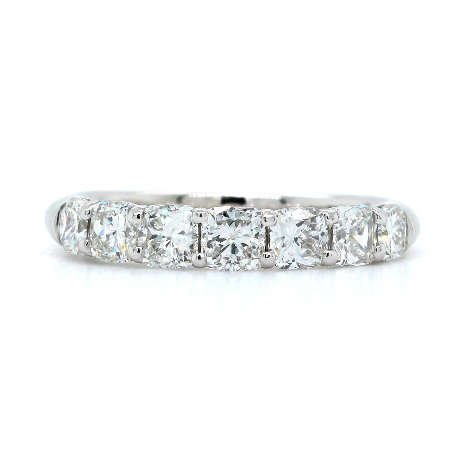 Platinum Cushion Cut Diamond 7 Stone Band - Image 5