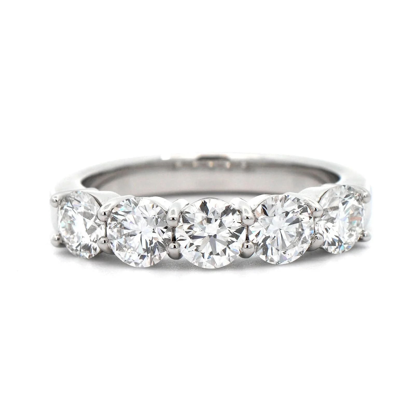 Platinum 5 Stone Shared Prong Diamond Band