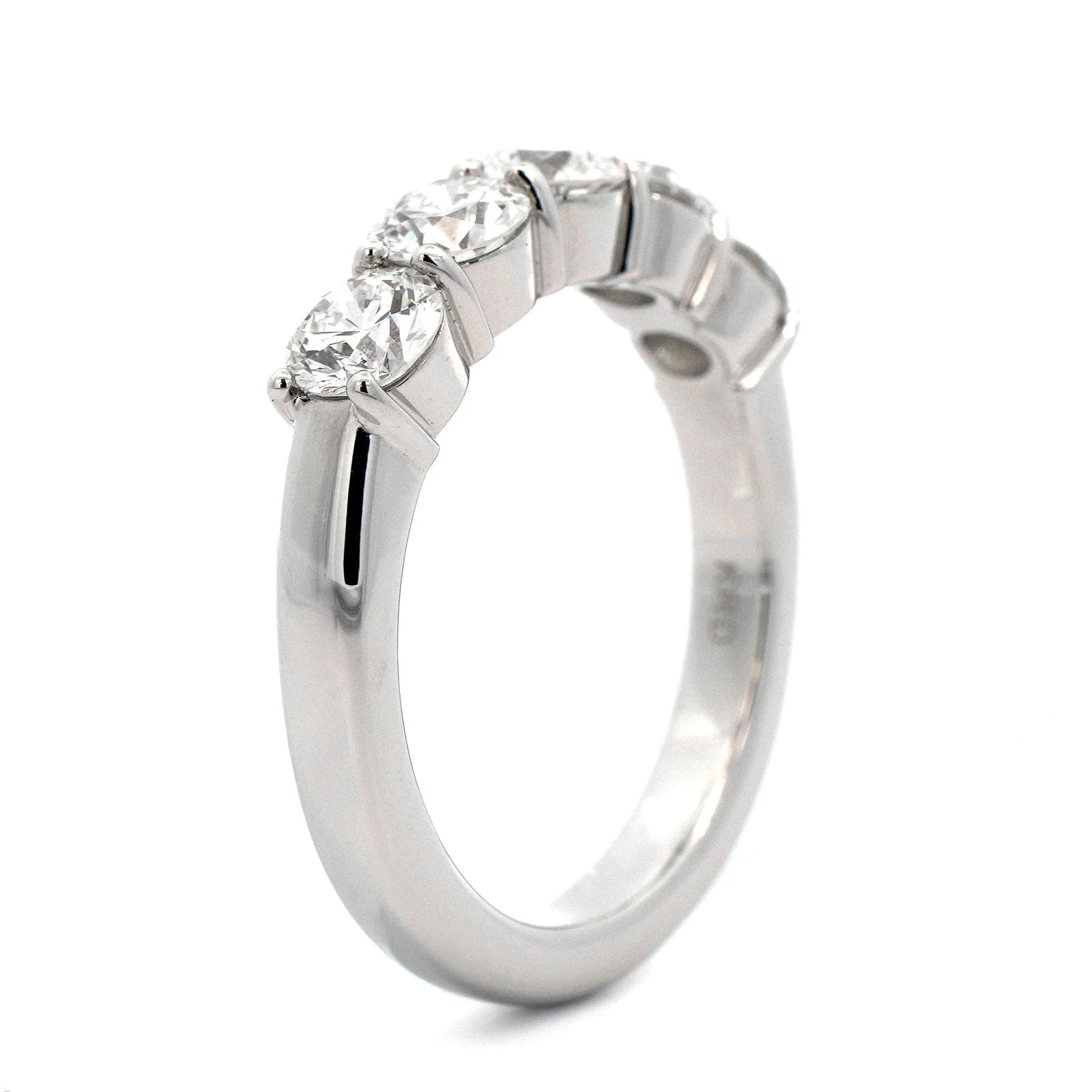 Platinum 5 Stone Shared Prong Diamond Band - Image 2