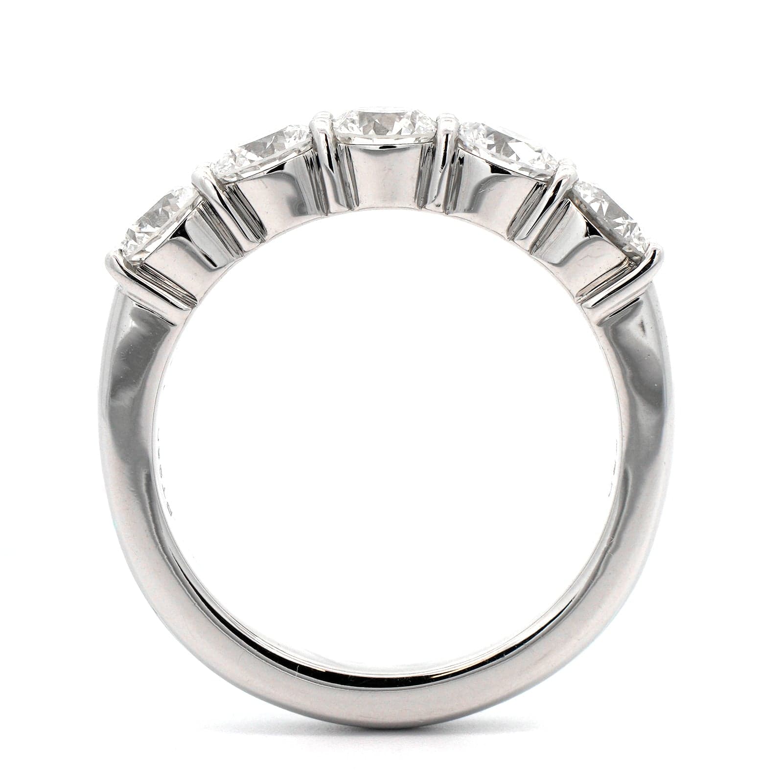 Platinum 5 Stone Shared Prong Diamond Band - Image 3