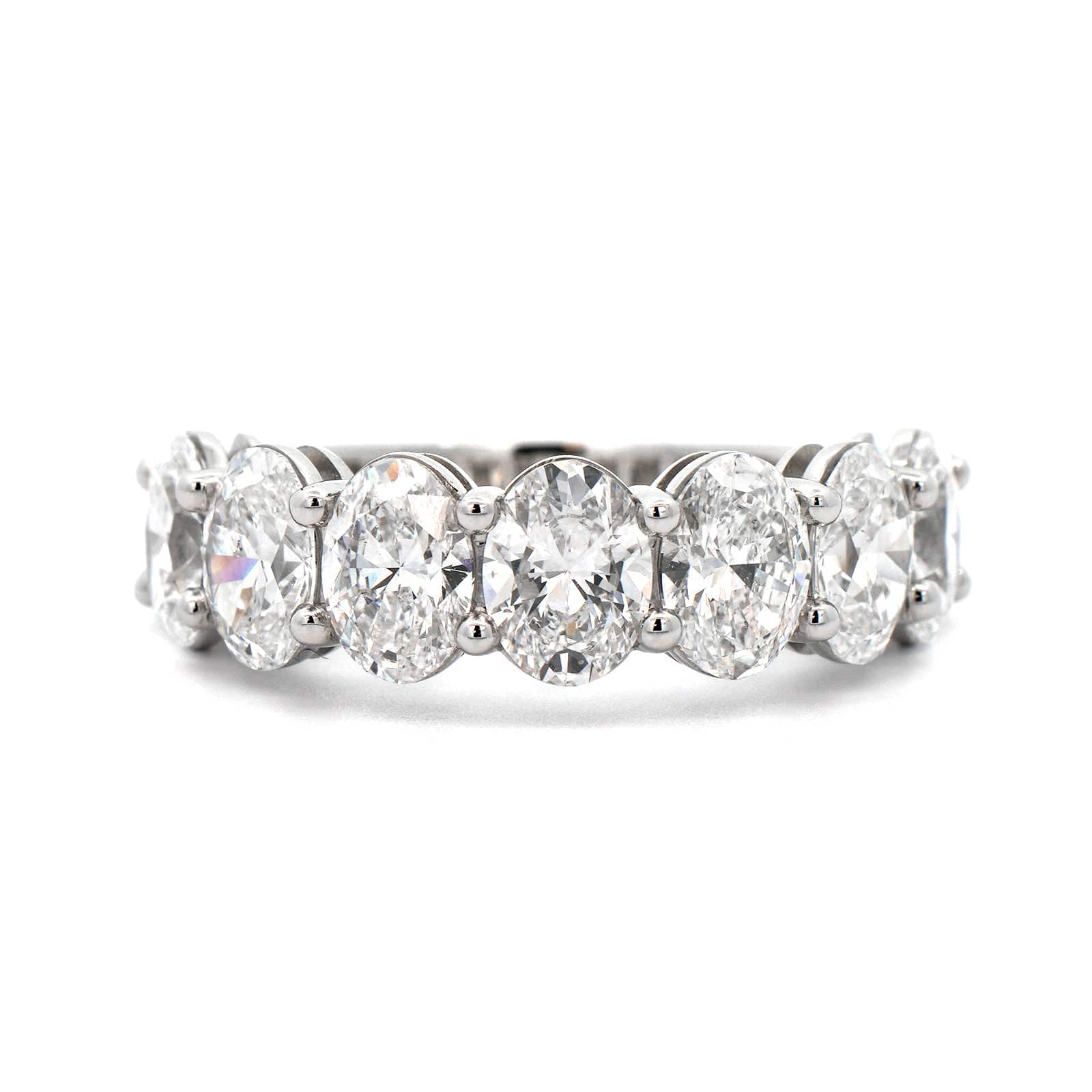 Platinum 7 Stone Shared Prong Oval Diamond Band - Image 5
