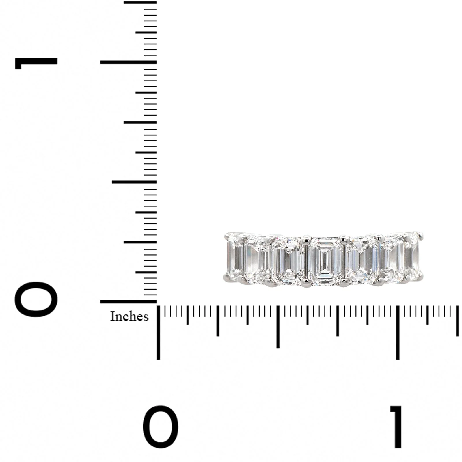 Platinum 7 Stone Shared Prong Emerald Cut Diamond Band - Image 4