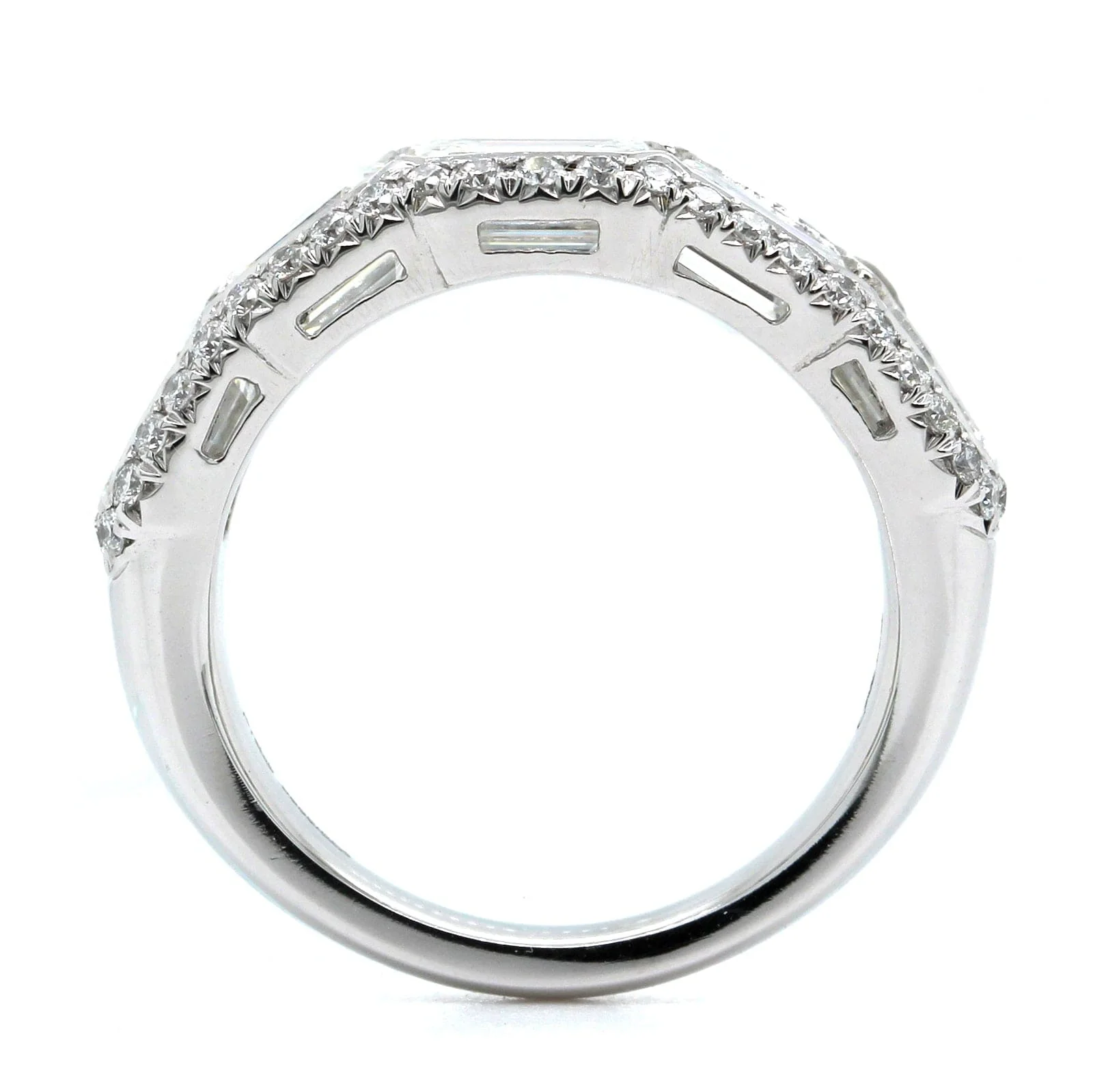 Platinum 5 Stone Emerald Cut Diamond Band - Image 3