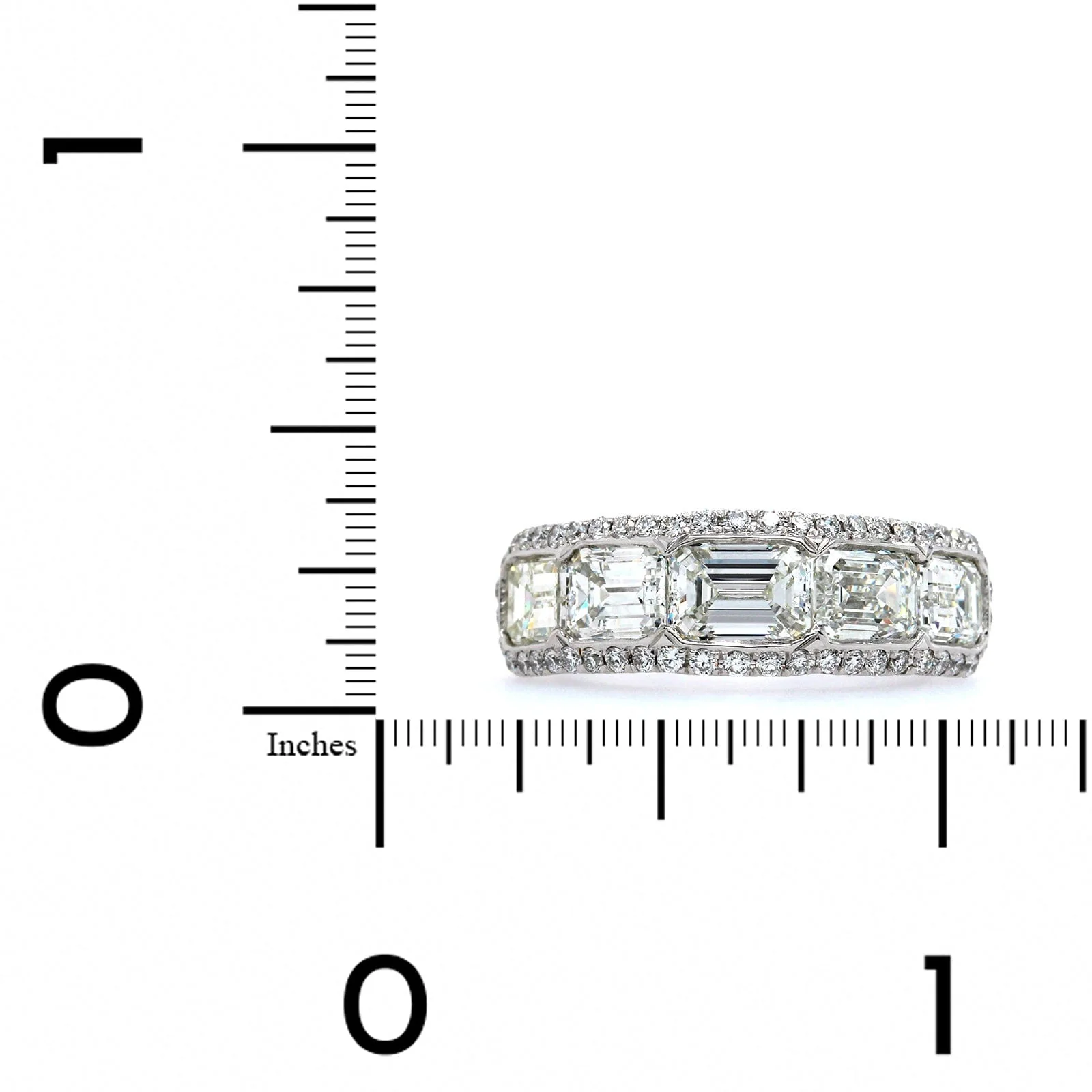 Platinum 5 Stone Emerald Cut Diamond Band - Image 4
