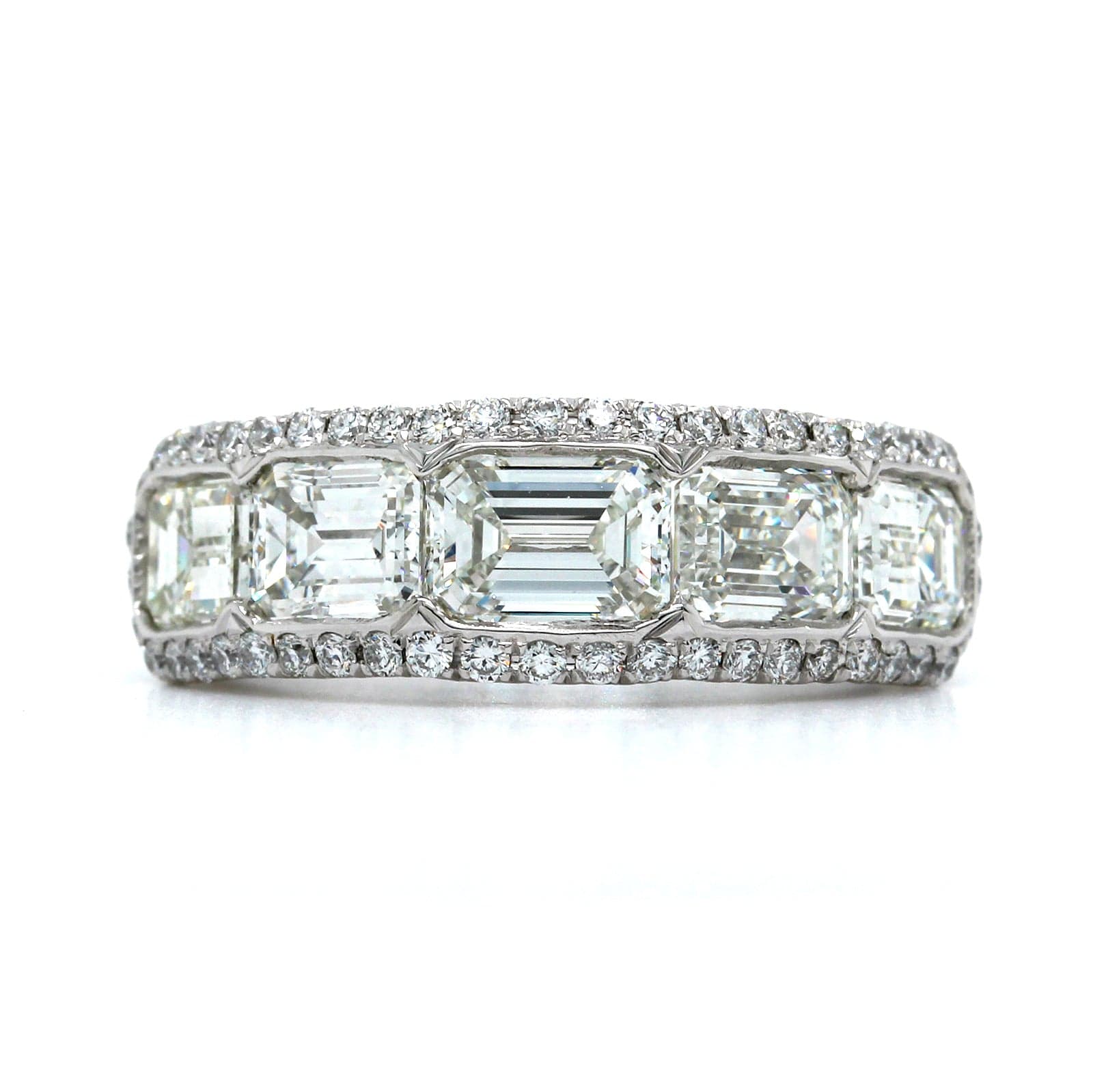 Platinum 5 Stone Emerald Cut Diamond Band - Image 5